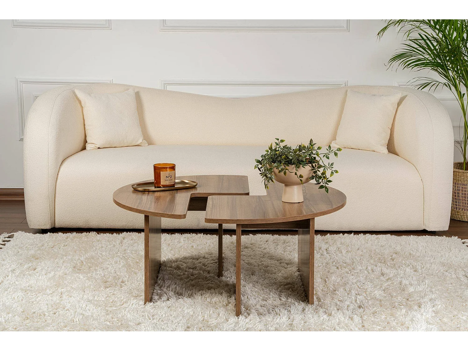 Salontafel Tairn, vierkant, 90x90x41h cm, walnootbruin, blad van gemelamineerd hout, plankkleur bruin