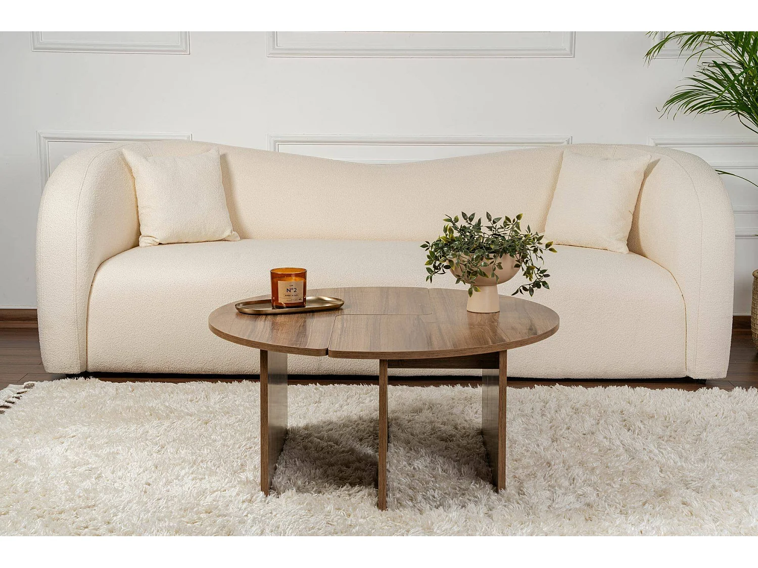 Salontafel Tairn, vierkant, 90x90x41h cm, walnootbruin, blad van gemelamineerd hout, plankkleur bruin