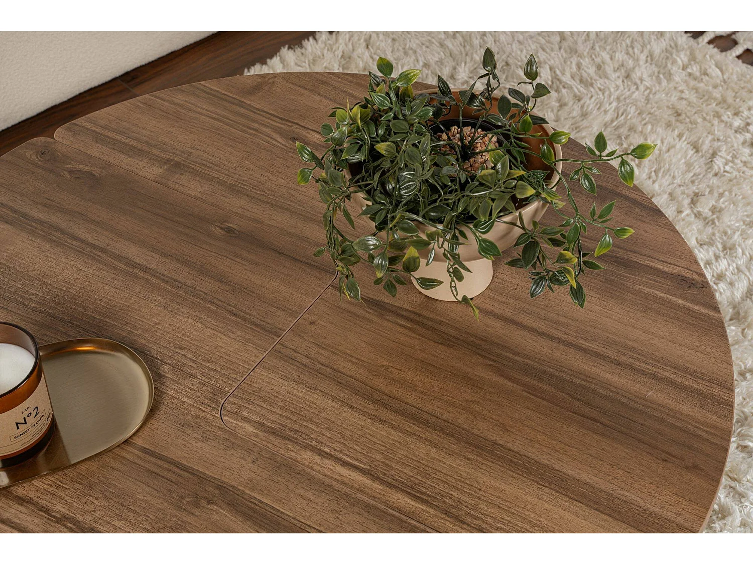 Salontafel Tairn, vierkant, 90x90x41h cm, walnootbruin, blad van gemelamineerd hout, plankkleur bruin