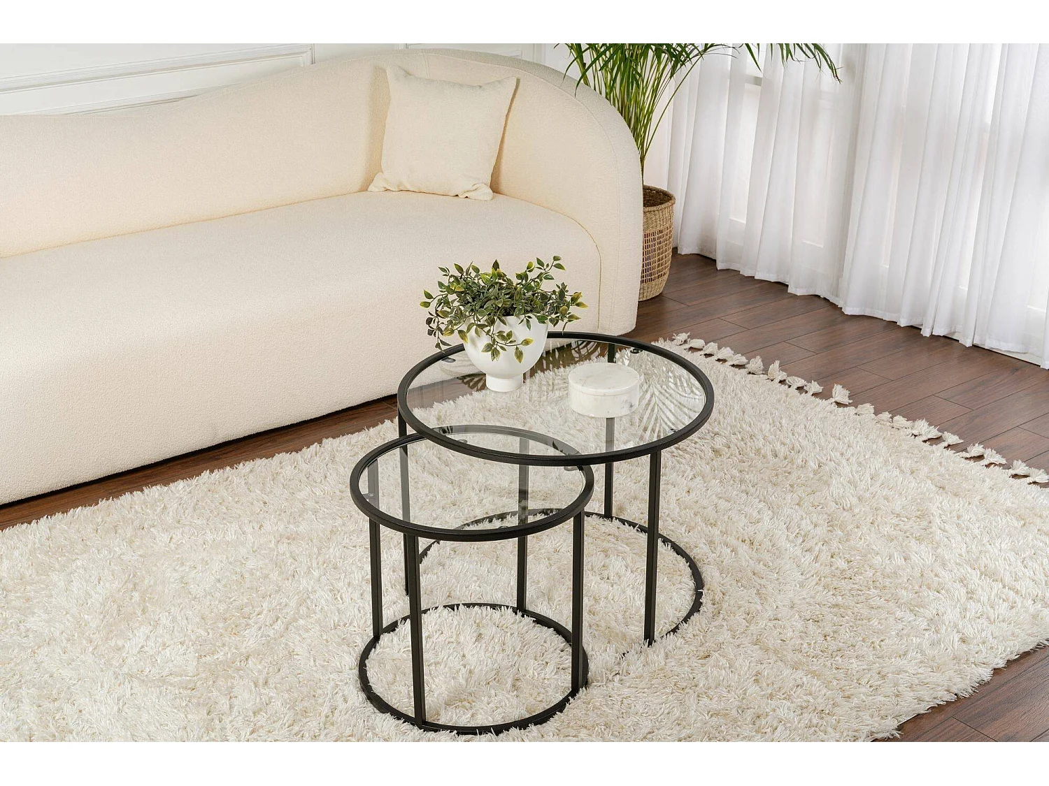 table basse\ de Salon Xaden, lot de 2 tables, 60x60x43h cm Noir