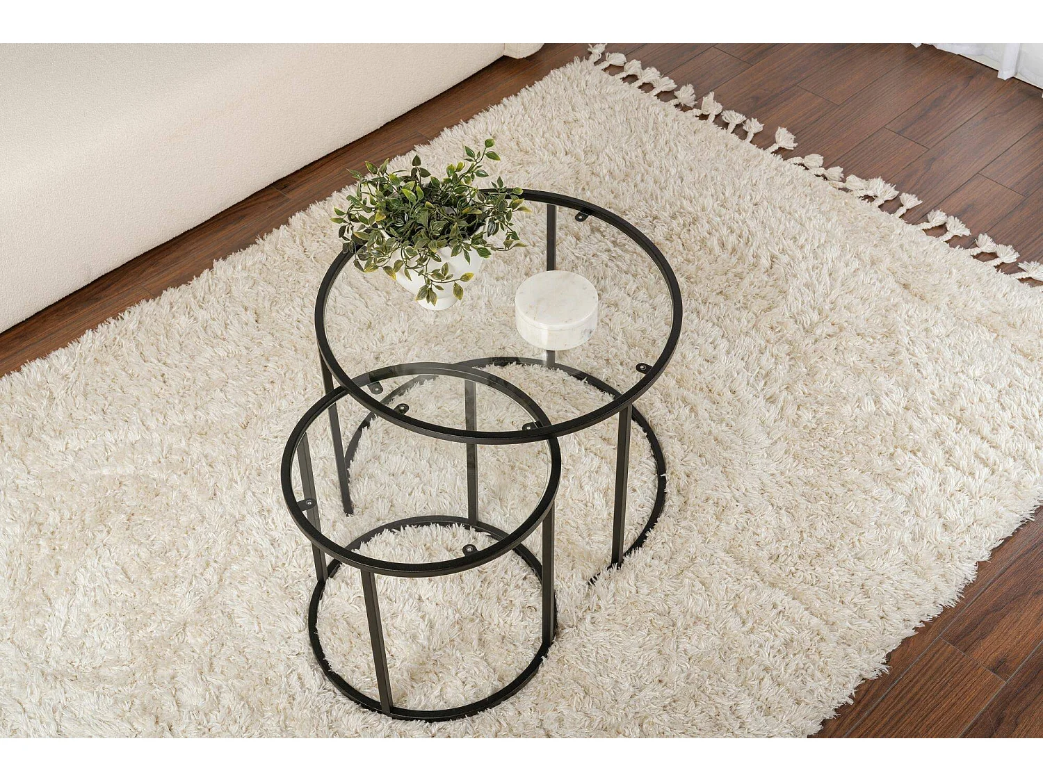 table basse\ de Salon Xaden, lot de 2 tables, 60x60x43h cm Noir