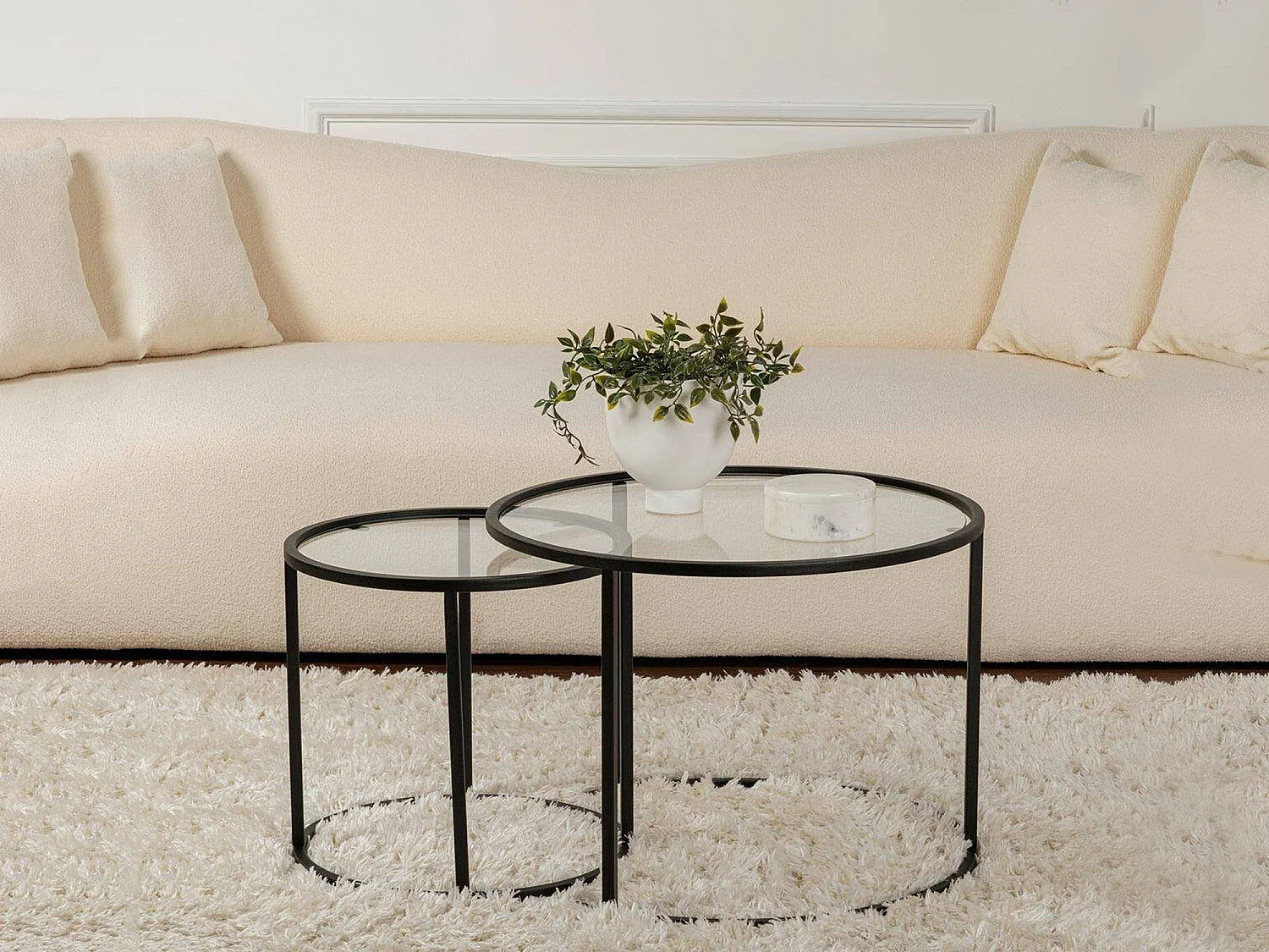 table basse\ de Salon Xaden, lot de 2 tables, 60x60x43h cm Noir