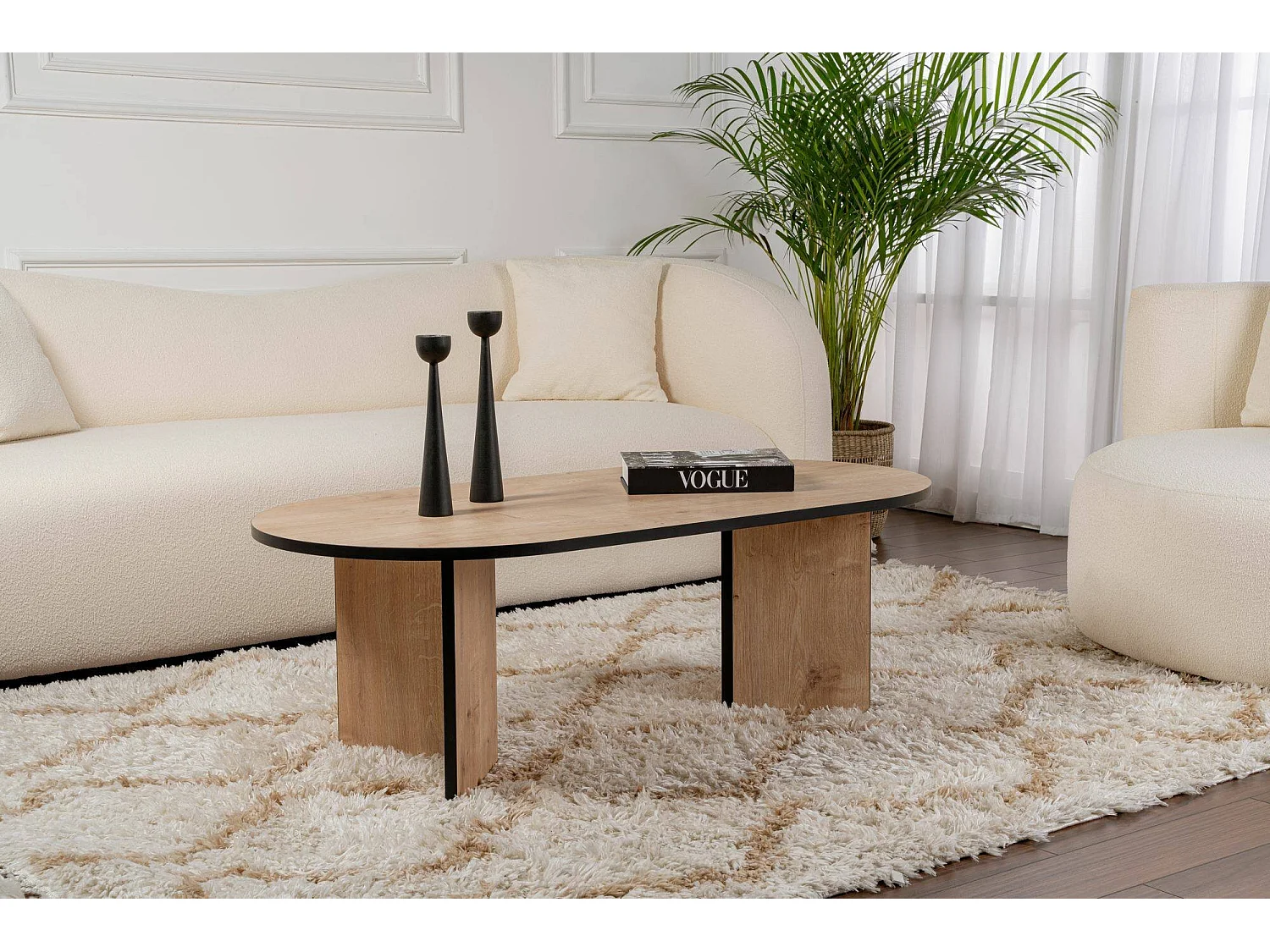 Mesa de centro Elain, porta-revistas, 119x60x40h cm castanho carvalho, forma retangular, cor do tampo castanho