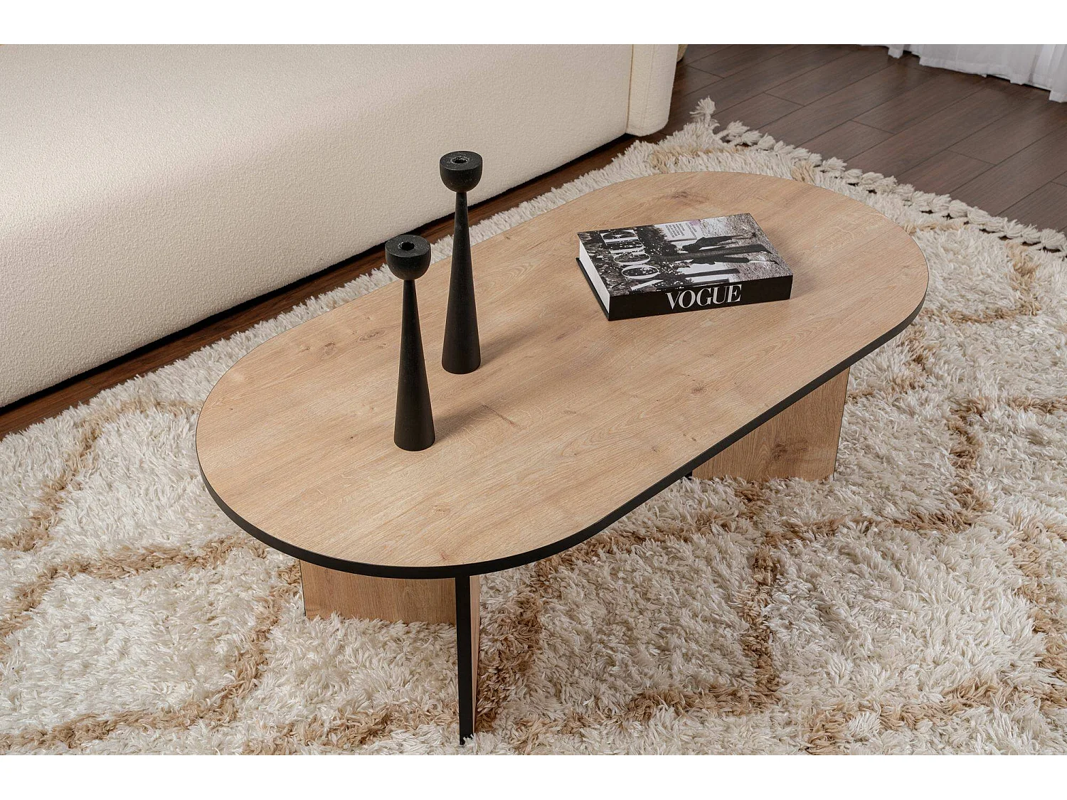 Mesa de centro Elain, porta-revistas, 119x60x40h cm castanho carvalho, forma retangular, cor do tampo castanho