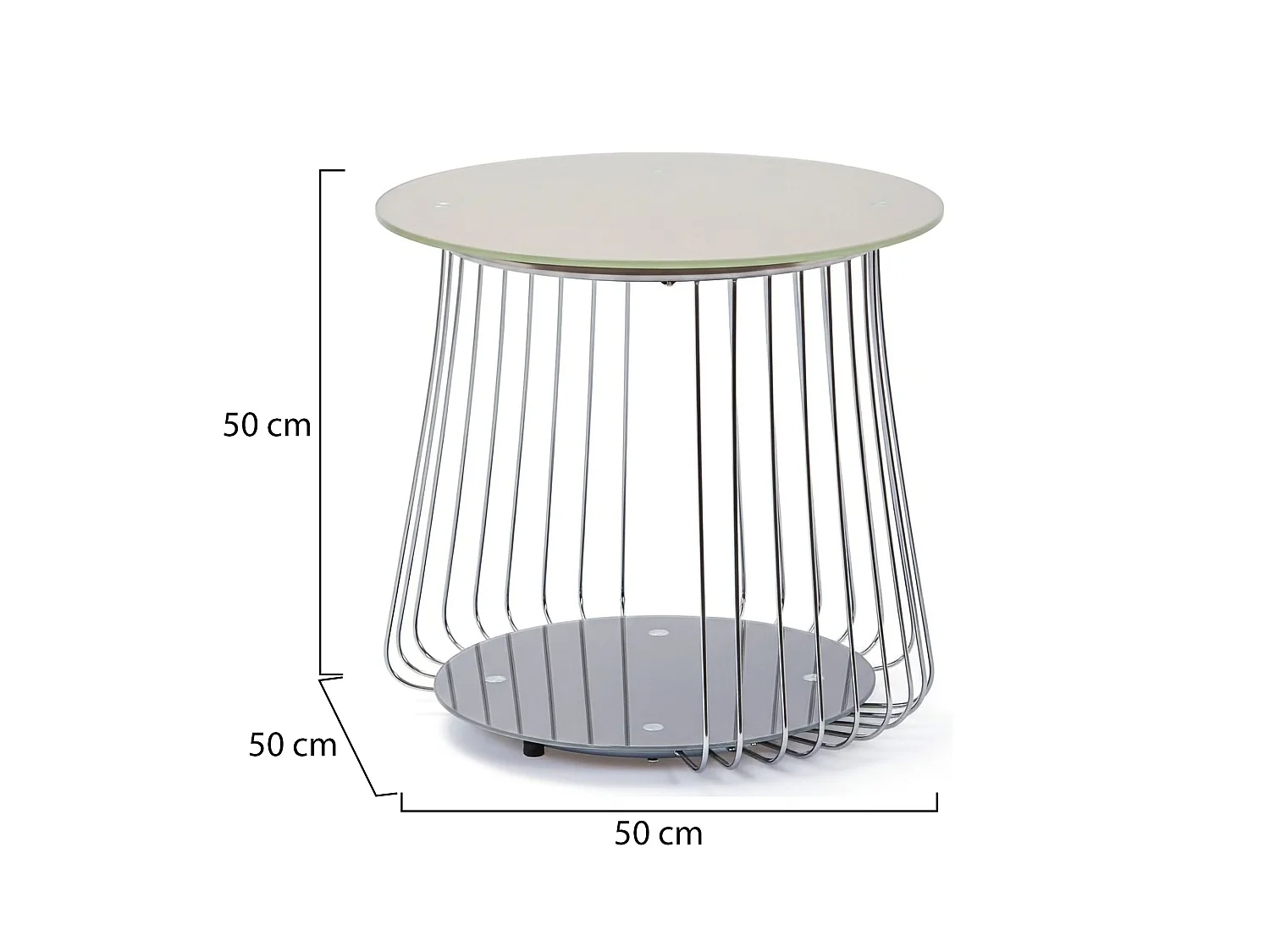 Table basse Cavalese, ronde, 50x50x50h cm gris, plateau gris, plateau en métal