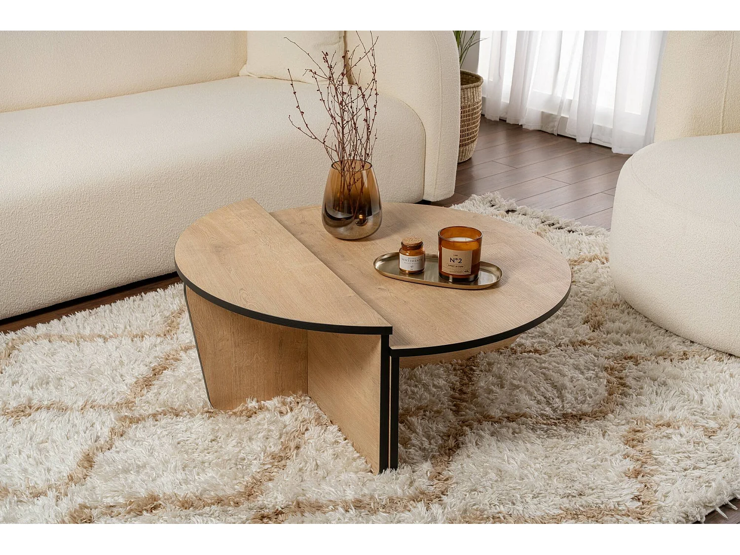 Mesa de Centro Mansue, Porta-revistas, 90x60x35h cm Castanho Carvalho, Forma Retangular, Cor do Tampo Castanho