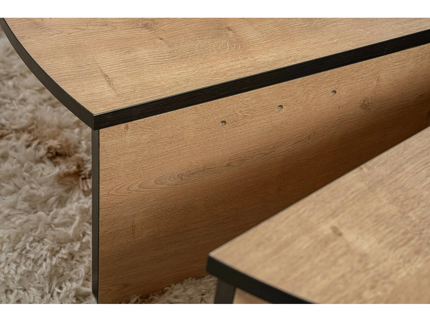 Mesa de Centro Mansue, Porta-revistas, 90x60x35h cm Castanho Carvalho, Forma Retangular, Cor do Tampo Castanho