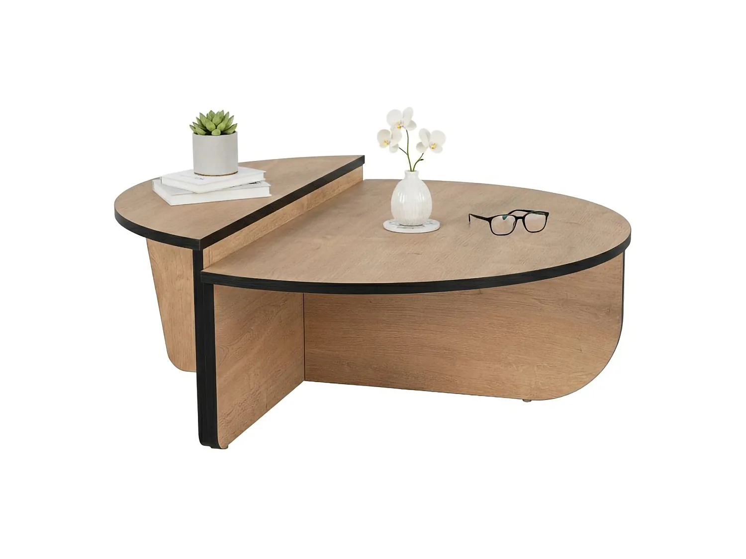 Mesa de Centro Mansue, Porta-revistas, 90x60x35h cm Castanho Carvalho, Forma Retangular, Cor do Tampo Castanho