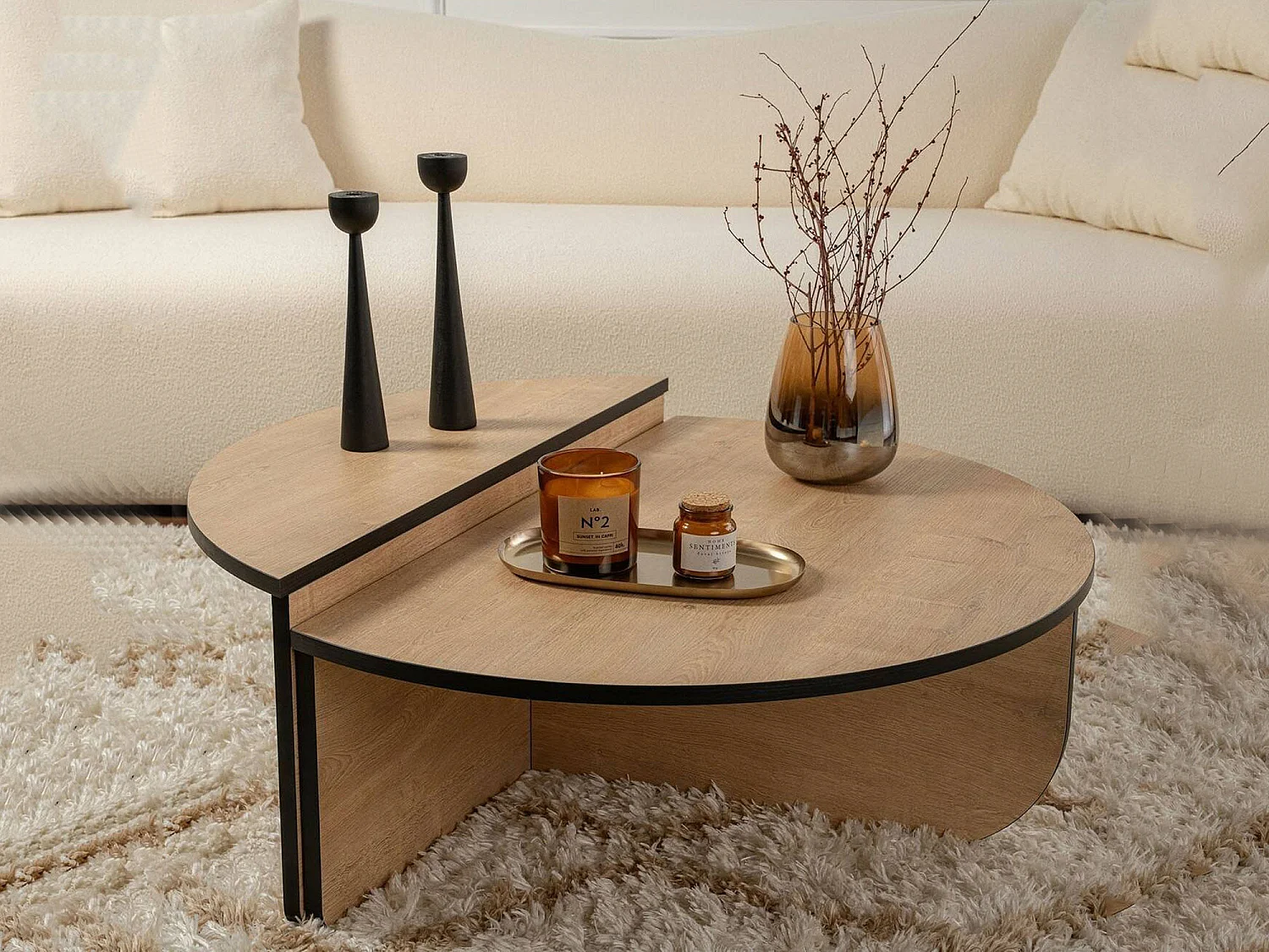Mesa de Centro Mansue, Porta-revistas, 90x60x35h cm Castanho Carvalho, Forma Retangular, Cor do Tampo Castanho