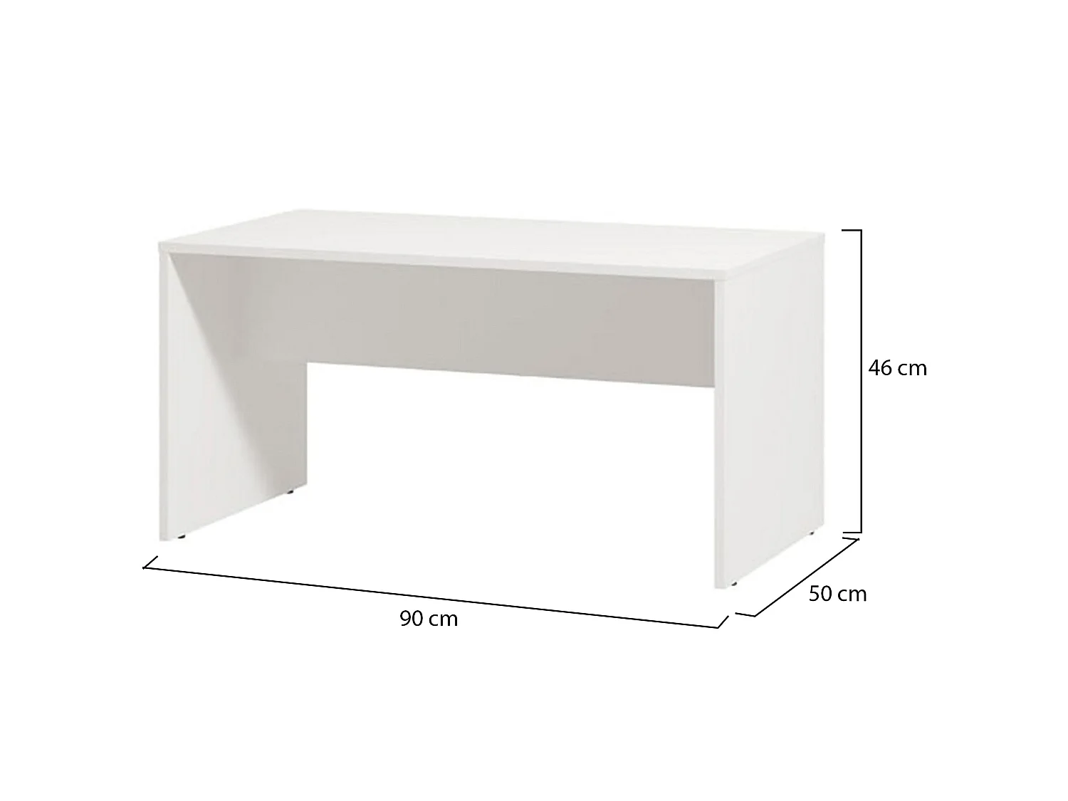 Tavolino da Salotto Formia, con Piedini, 90x50x46h cm Bianco, un Vano, Forma Rettangolare