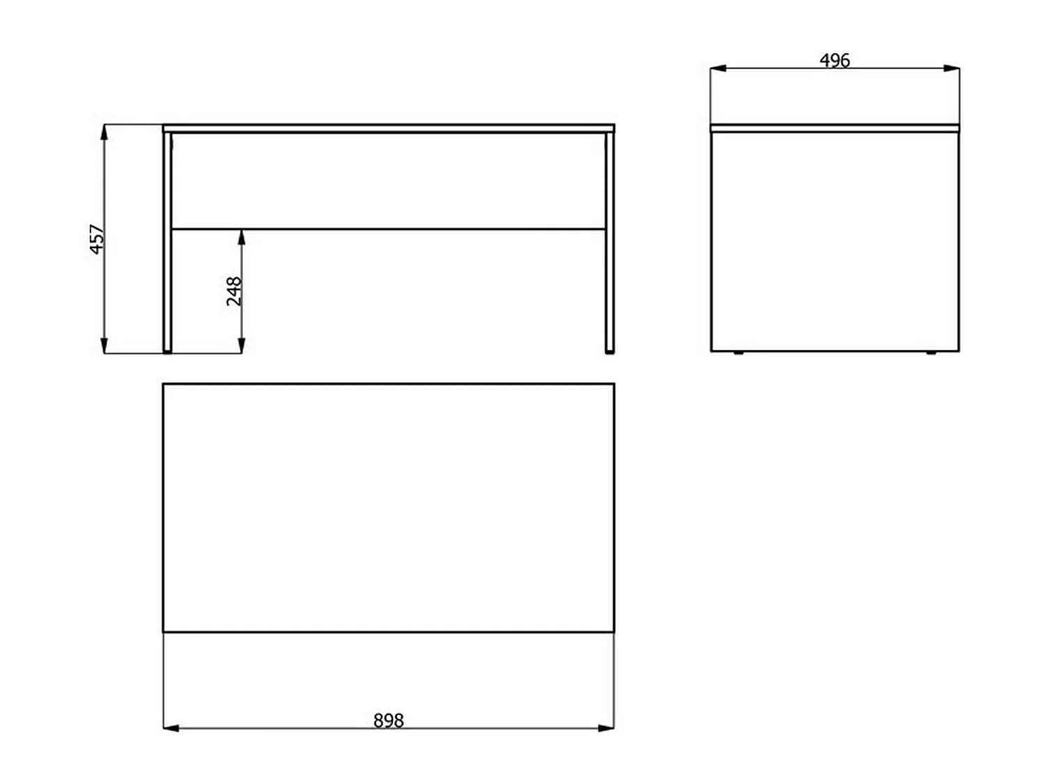 Tavolino da Salotto Formia, con Piedini, 90x50x46h cm Bianco, un Vano, Forma Rettangolare