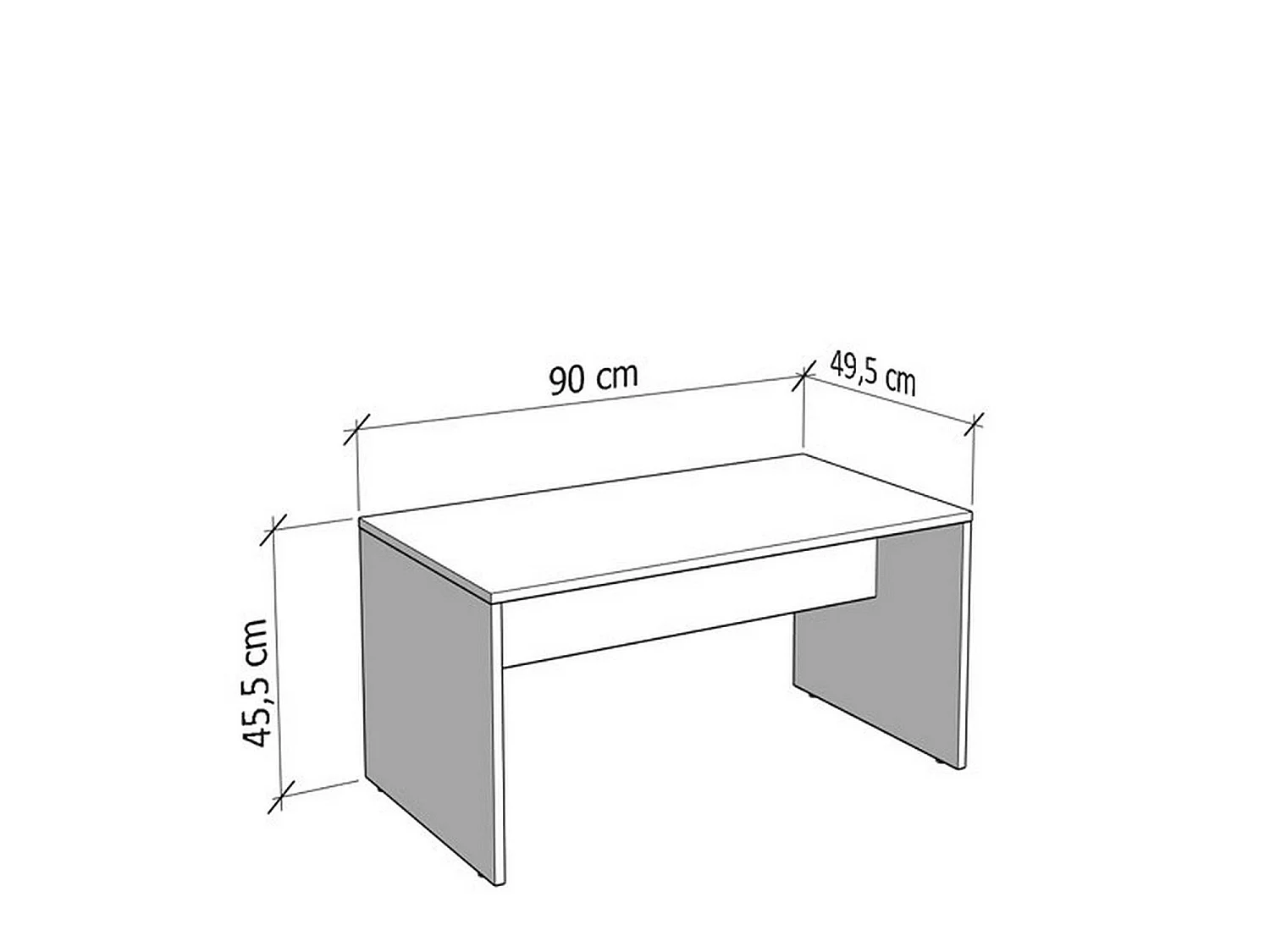 Tavolino da Salotto Formia, con Piedini, 90x50x46h cm Bianco, un Vano, Forma Rettangolare