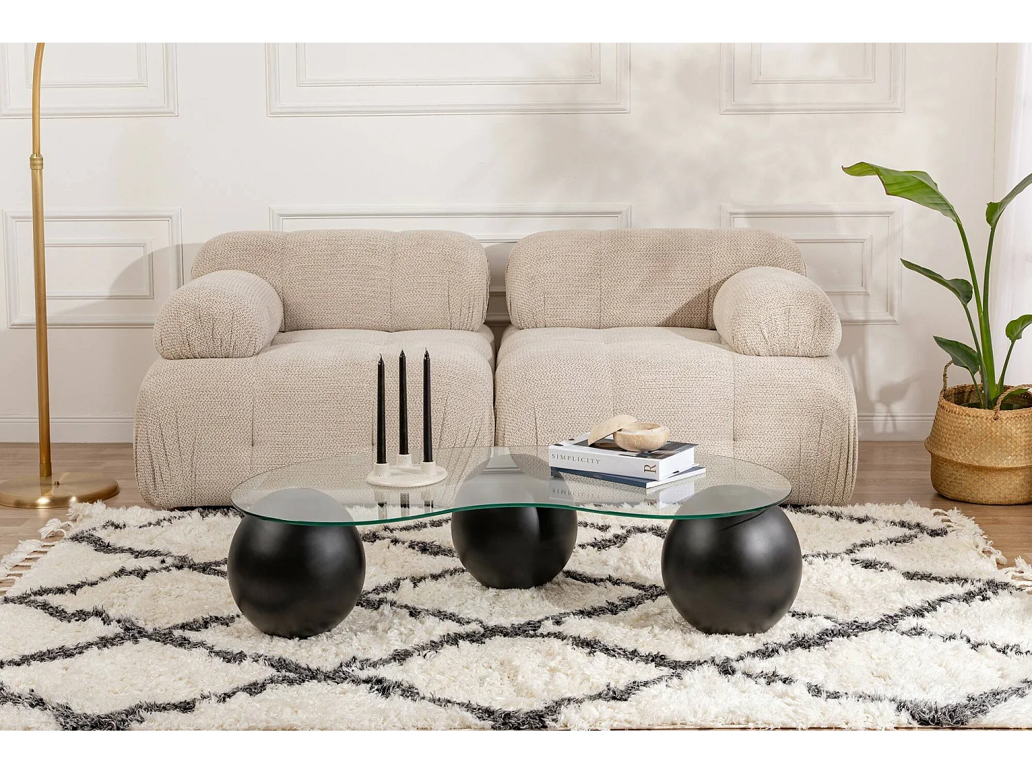 Salontafel Sawyer, tijdschriftenhouder, 117x60x30h cm zwart, ovale vorm, blad van glas