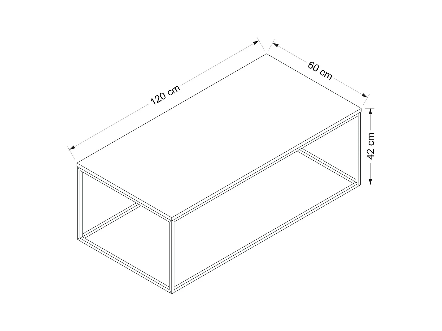 Table basse Arcella, rectangulaire, 120x60x42h cm Noir Anthracite, plateau en bois mélaminé