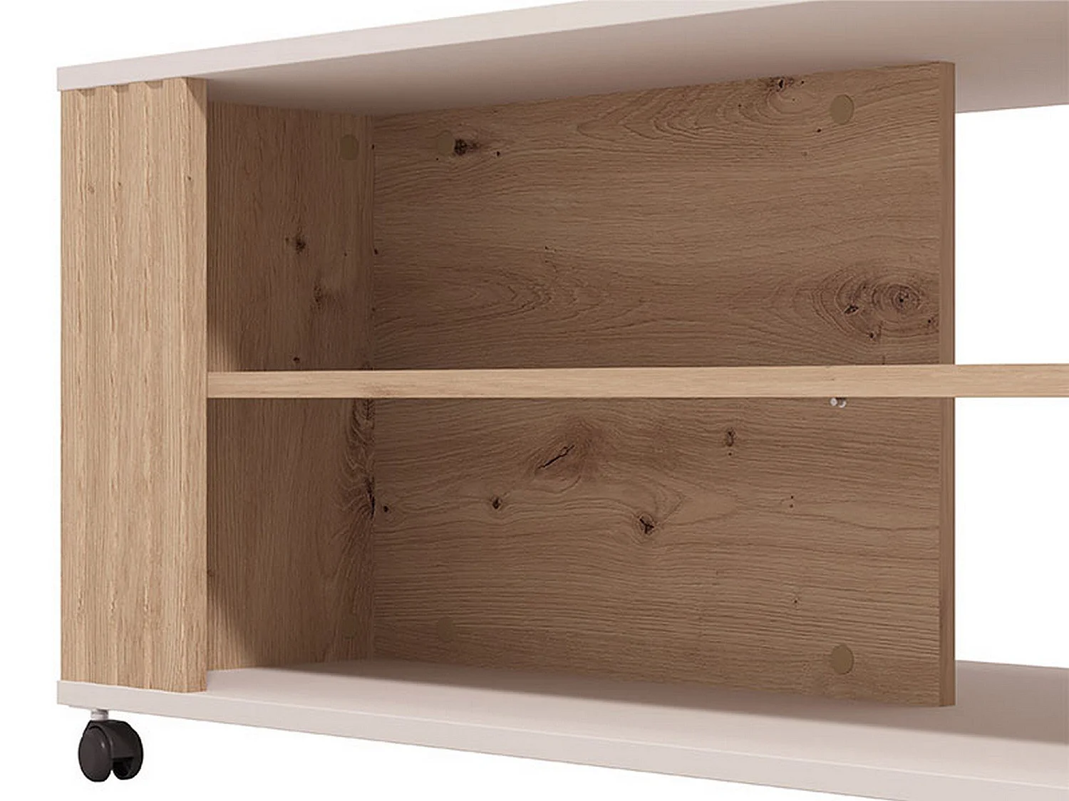 Tavolino da Salotto Dosso, con Ruote, 101x55x46h cm Beige, 2 Vani, Forma Rettangolare