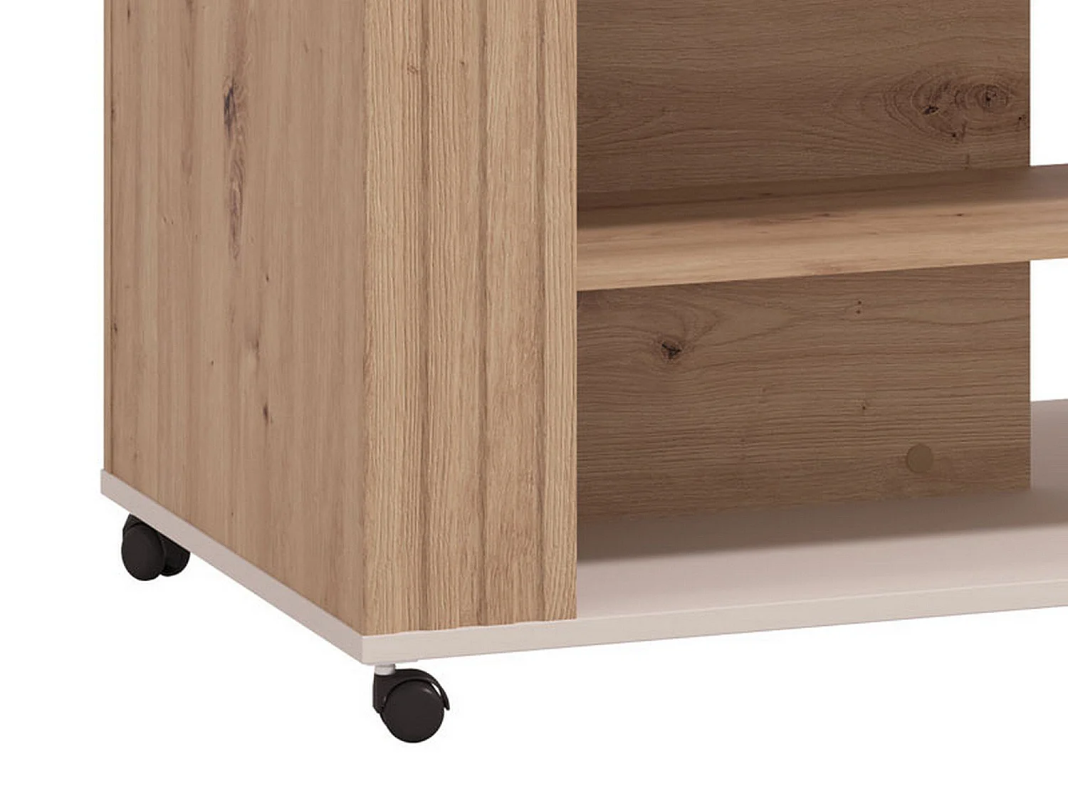 Tavolino da Salotto Dosso, con Ruote, 101x55x46h cm Beige, 2 Vani, Forma Rettangolare