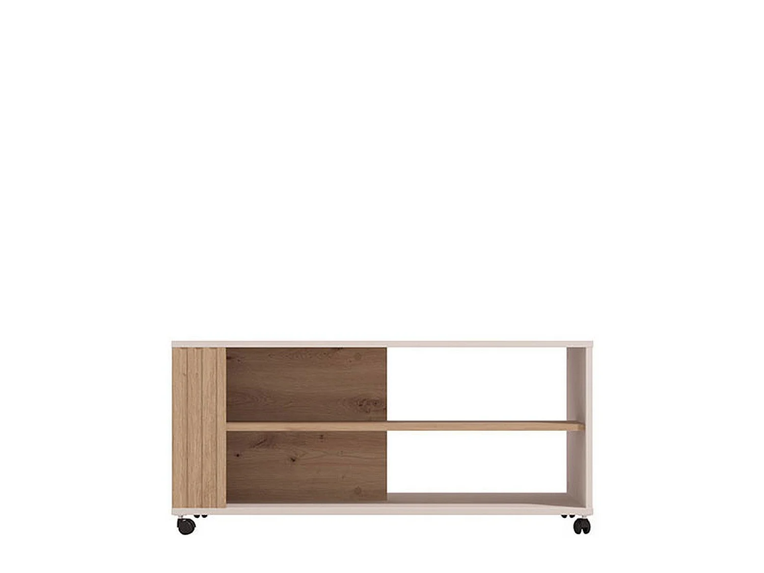 Tavolino da Salotto Dosso, con Ruote, 101x55x46h cm Beige, 2 Vani, Forma Rettangolare