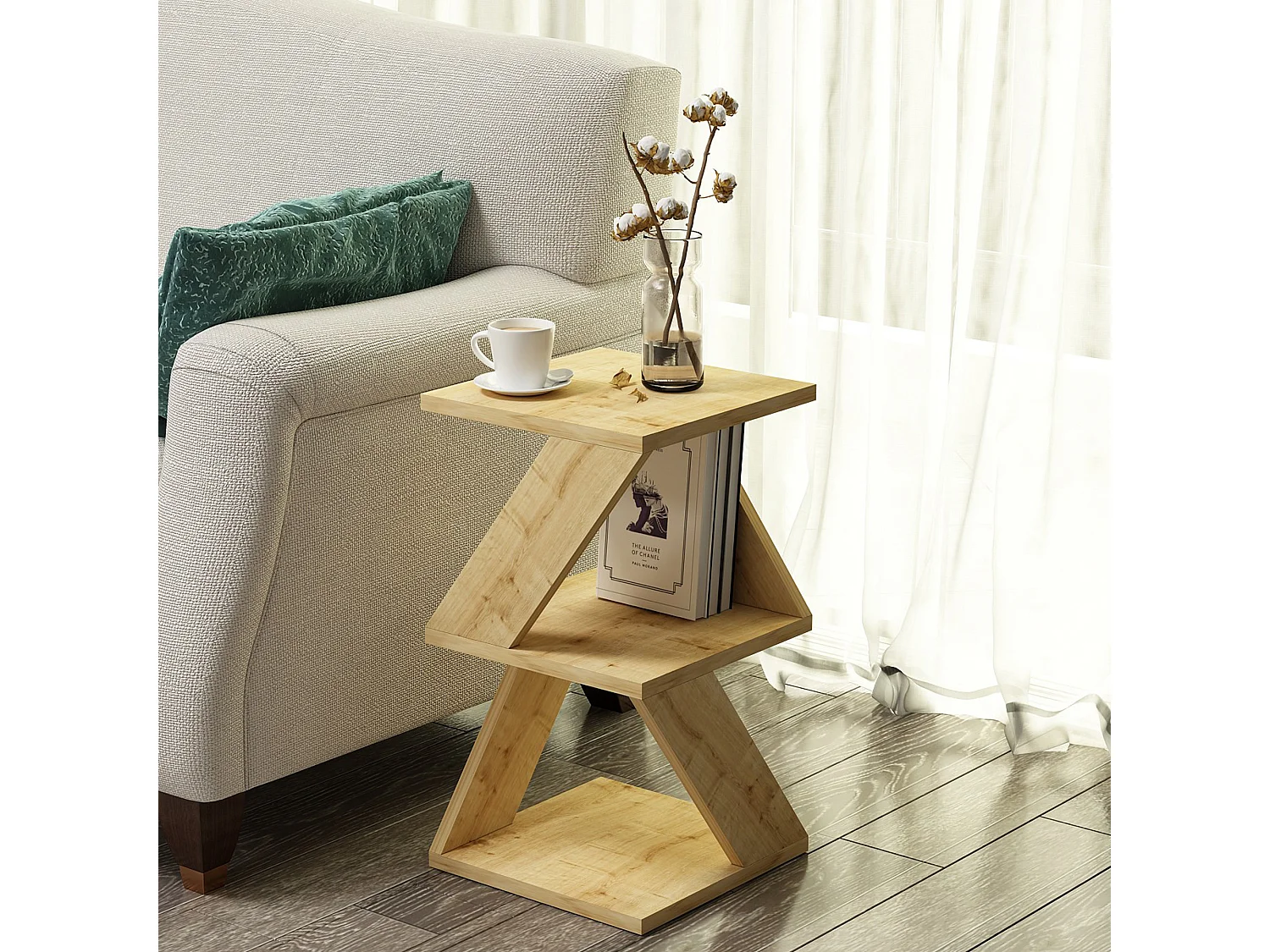 Tavolino da Salotto Rubiana, 2 Vani, 30x30x50h cm Marrone Rovere, Forma Rettangolare, Sfumatura Colore Ripiano Rovere