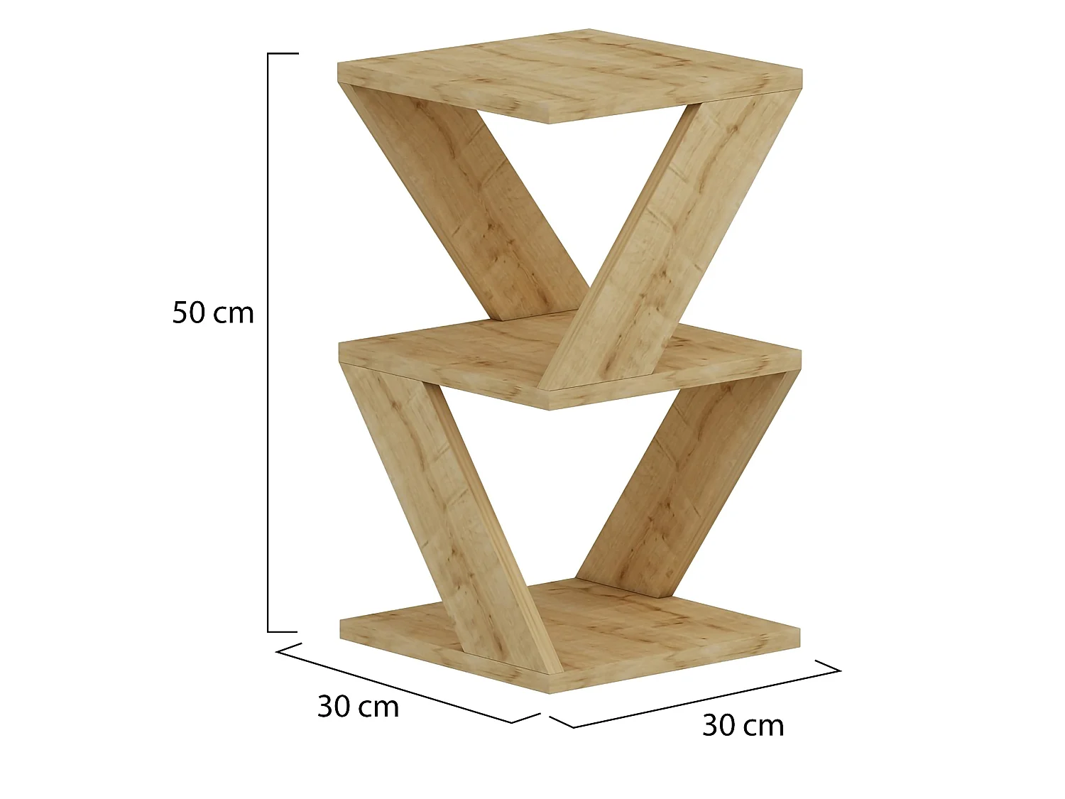 Tavolino da Salotto Rubiana, 2 Vani, 30x30x50h cm Marrone Rovere, Forma Rettangolare, Sfumatura Colore Ripiano Rovere