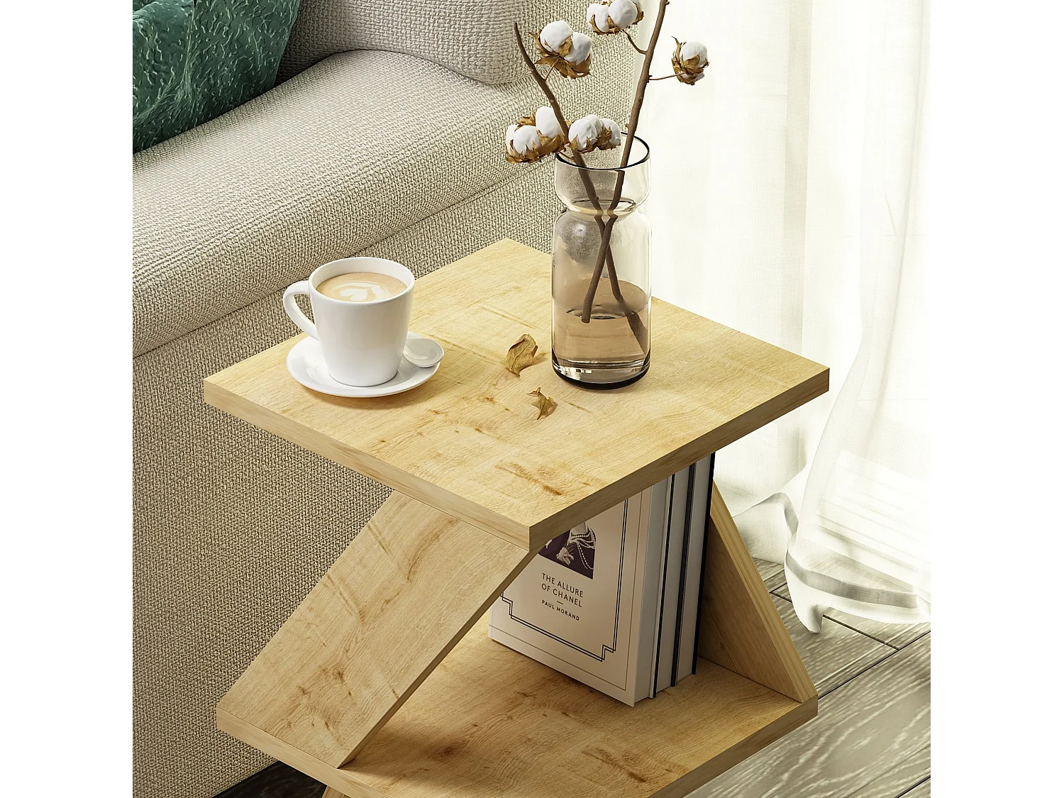 Tavolino da Salotto Rubiana, 2 Vani, 30x30x50h cm Marrone Rovere, Forma Rettangolare, Sfumatura Colore Ripiano Rovere