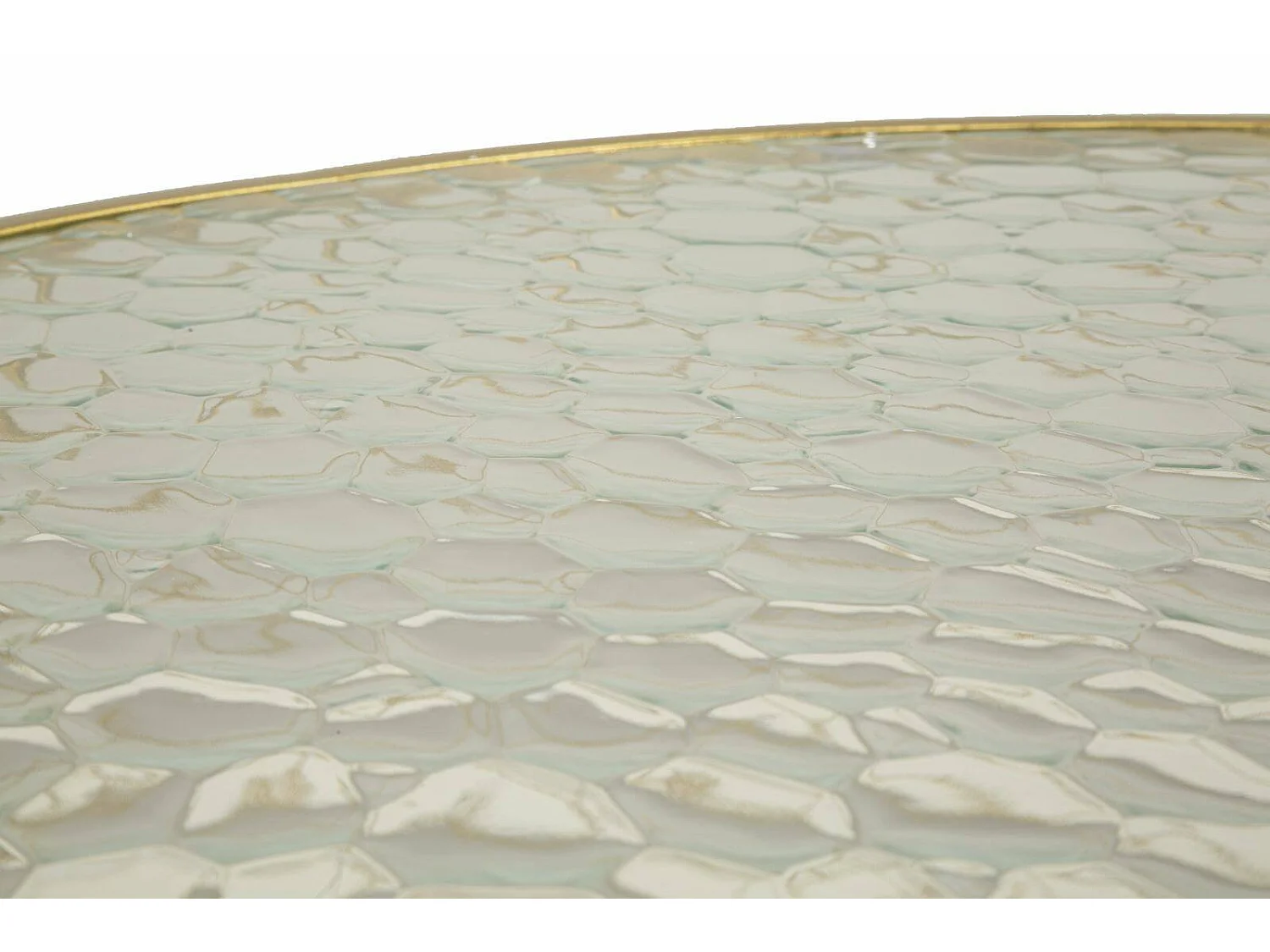 Salontafel Cabiaglio, set van 4 tafeltjes, 70x70x55h cm goud goud, ronde vorm, kleurverloop blad crème