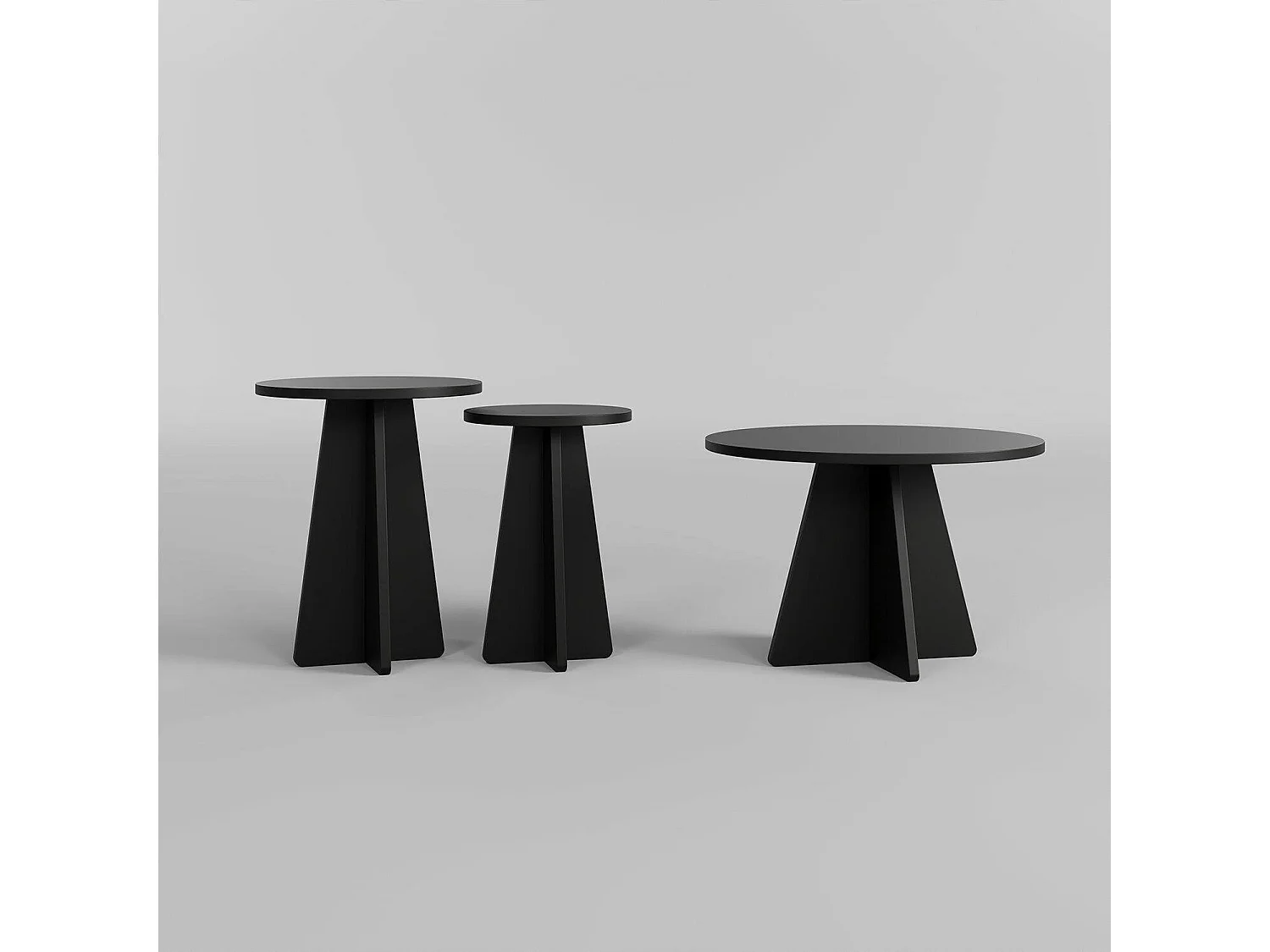 Mesa de centro Cargeghe, redonda, 60x60x40h cm negra, tablero de madera melaminada, estante negro