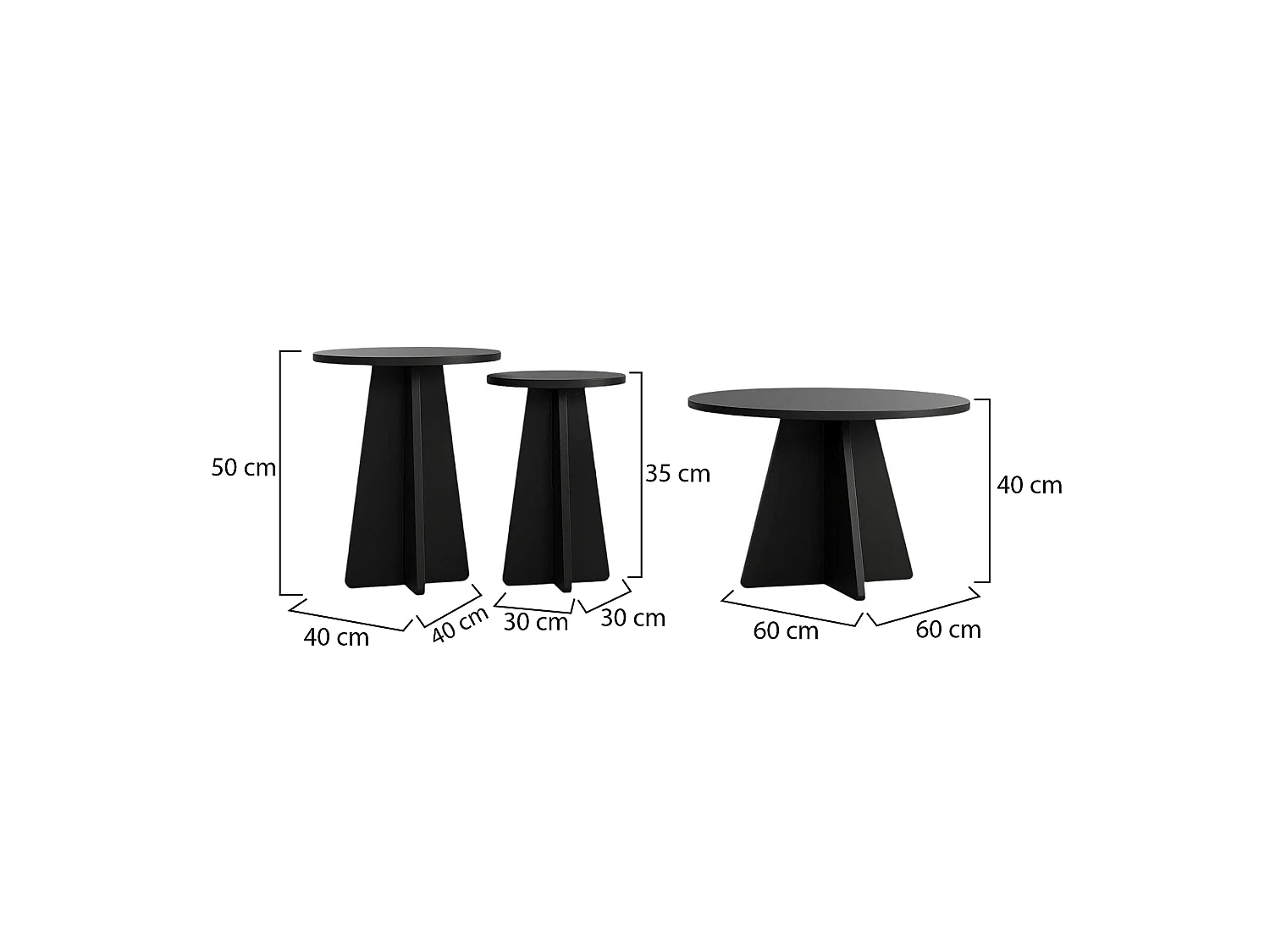 Mesa de Centro Cargeghe, Forma Redonda, 60x60x40h cm Preto, Tampo em Madeira Nobilitada, Cor da Prateleira Preto