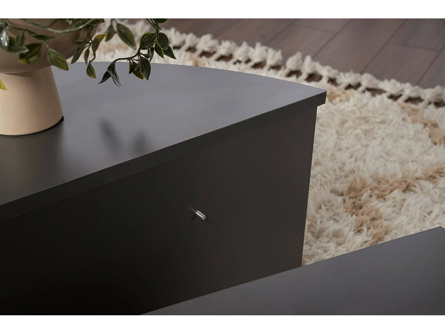 Salontafel Feyre, max. draagvermogen 15 kg, 90x60x35h cm, antracietzwart, afgeronde rechthoekvorm