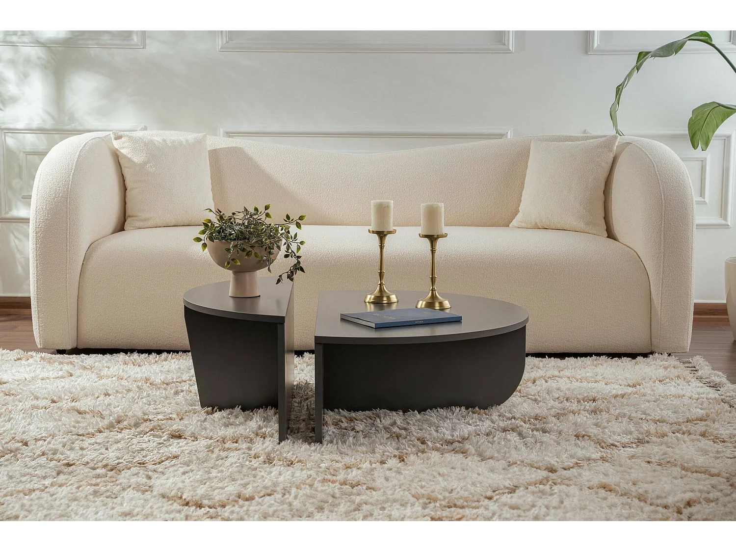 Salontafel Feyre, max. draagvermogen 15 kg, 90x60x35h cm, antracietzwart, afgeronde rechthoekvorm