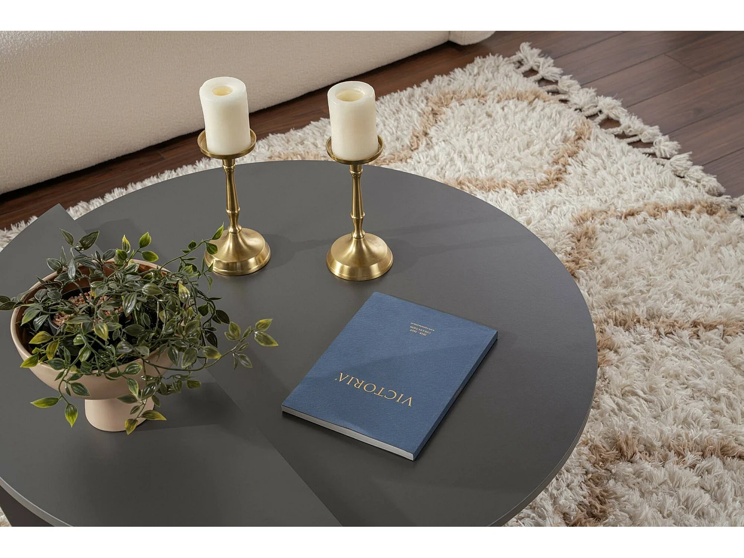 Salontafel Feyre, max. draagvermogen 15 kg, 90x60x35h cm, antracietzwart, afgeronde rechthoekvorm