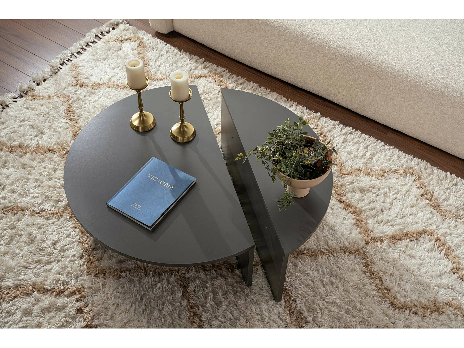 Salontafel Feyre, max. draagvermogen 15 kg, 90x60x35h cm, antracietzwart, afgeronde rechthoekvorm