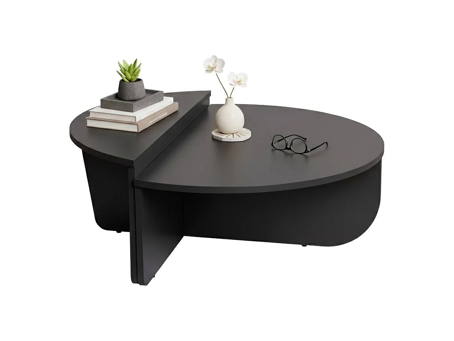 Table Basse Feyre, Charge Maximale 15 kg, 60x90x35h cm Noir Anthracite
