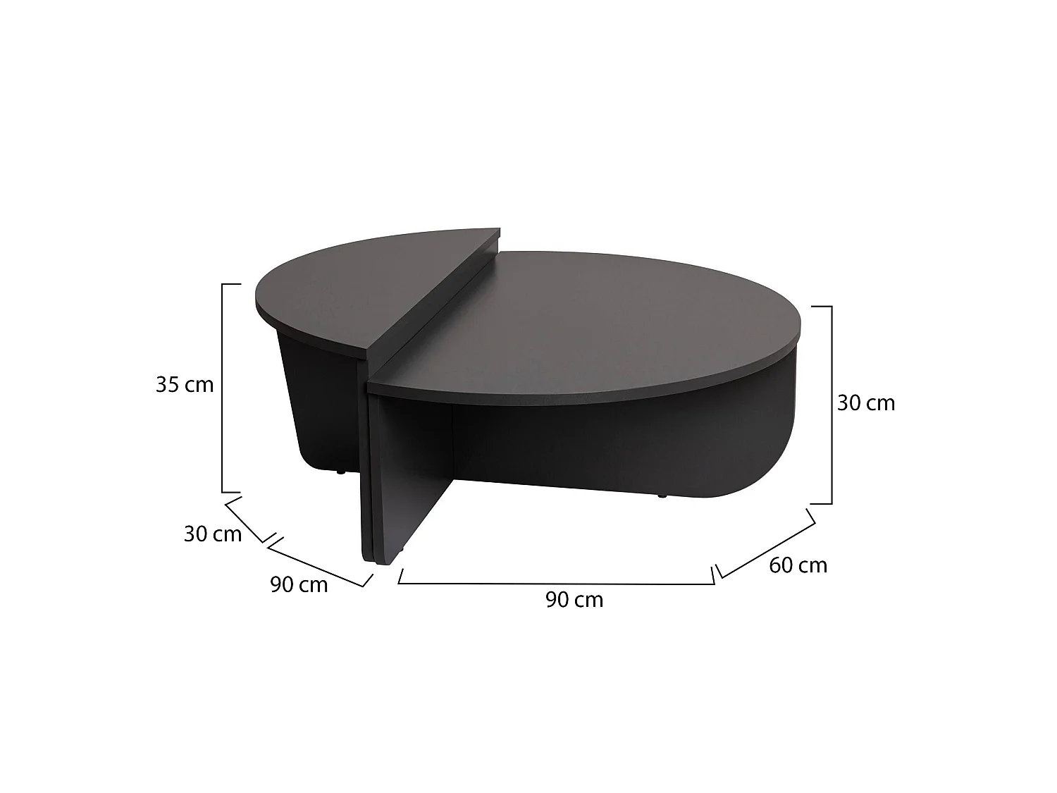 Table Basse Feyre, Charge Maximale 15 kg, 60x90x35h cm Noir Anthracite