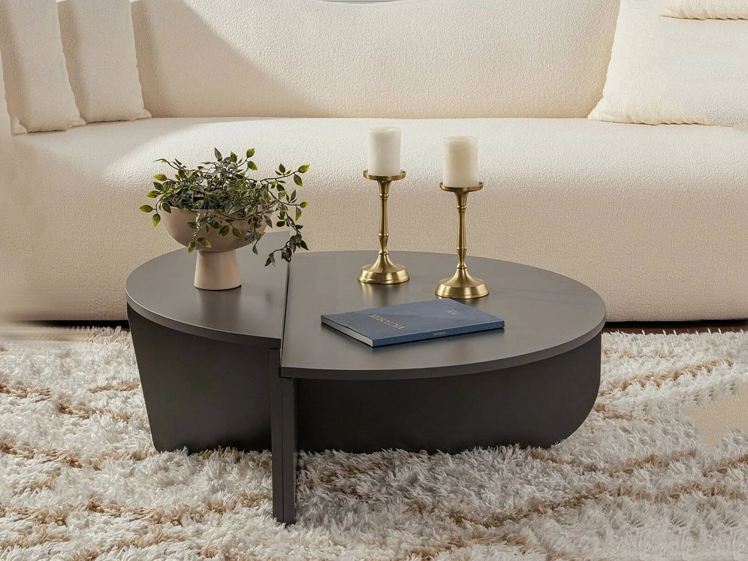 Table Basse Feyre, Charge Maximale 15 kg, 60x90x35h cm Noir Anthracite