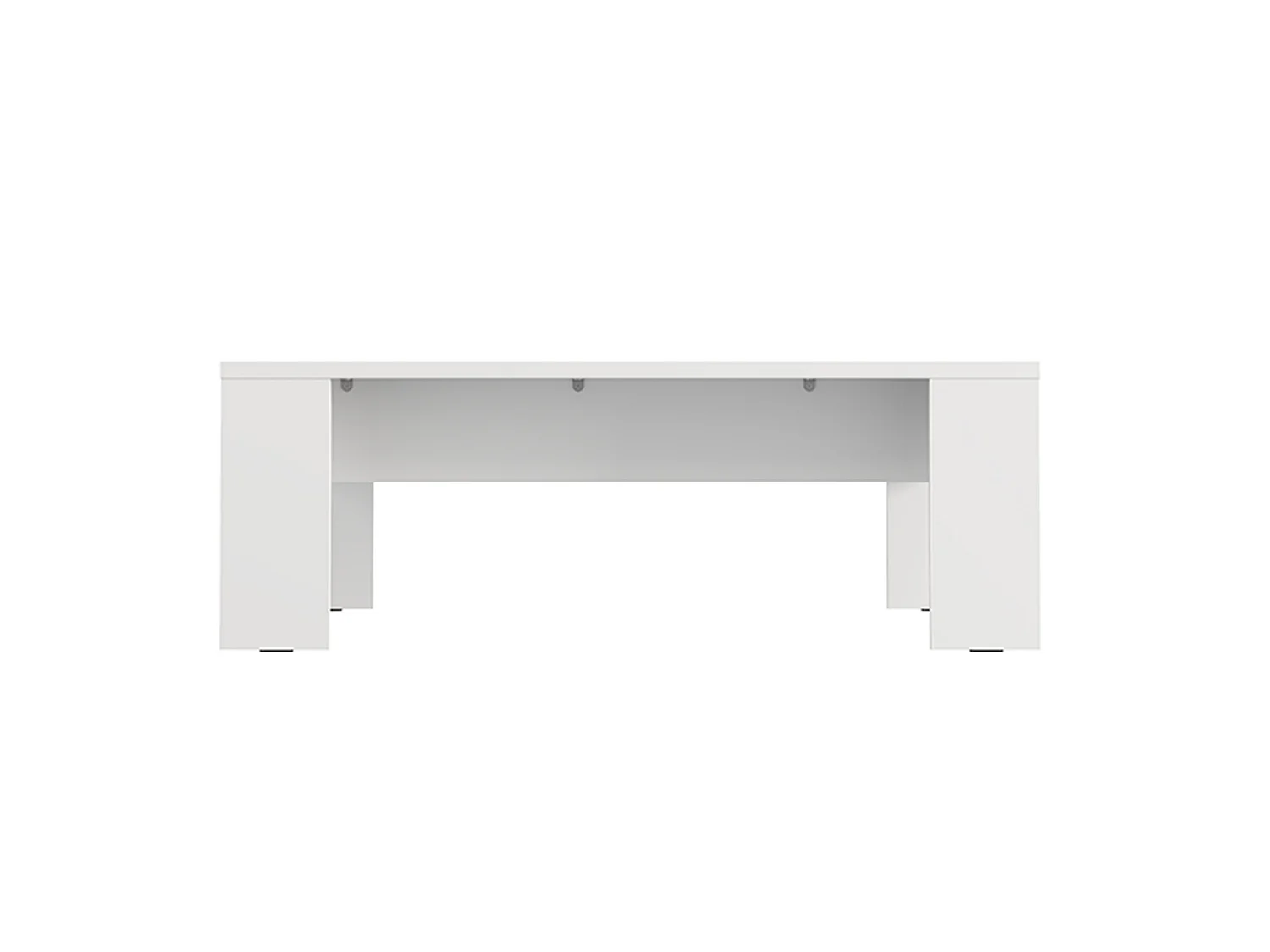 Tavolino da Salotto Bertona, Piano Effetto Doghe, 120x67x43h cm Bianco, Forma Rettangolare, Colore Ripiano Bianco
