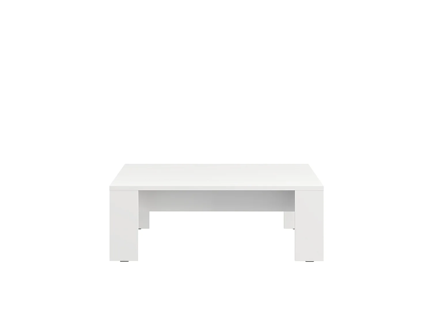Tavolino da Salotto Bertona, Piano Effetto Doghe, 120x67x43h cm Bianco, Forma Rettangolare, Colore Ripiano Bianco