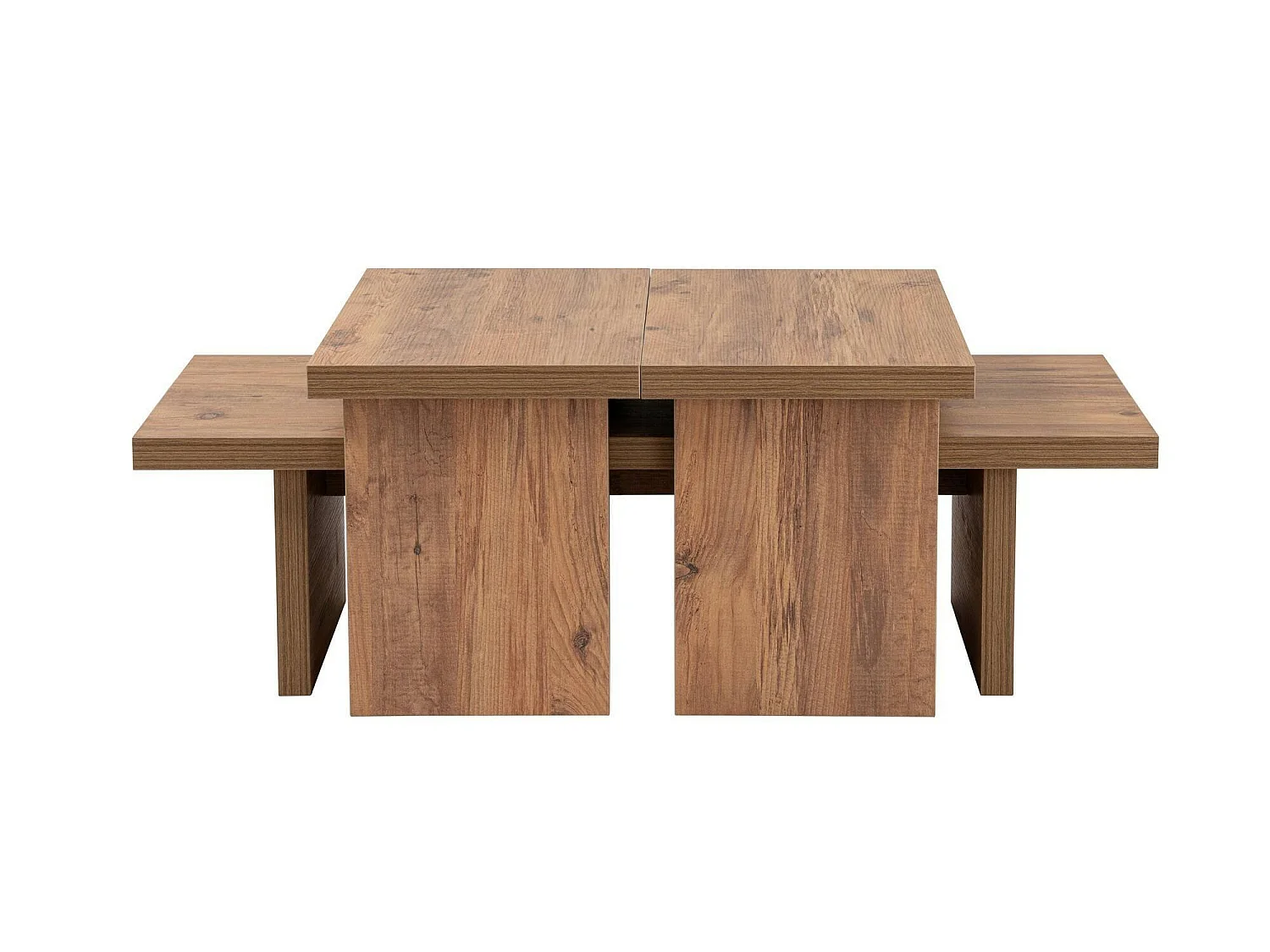 Mesa de Centro Amarantha, Retangular, 110x45x42h cm, Castanho Pinho, Tampo em Madeira Maciça, Prateleira Castanha
