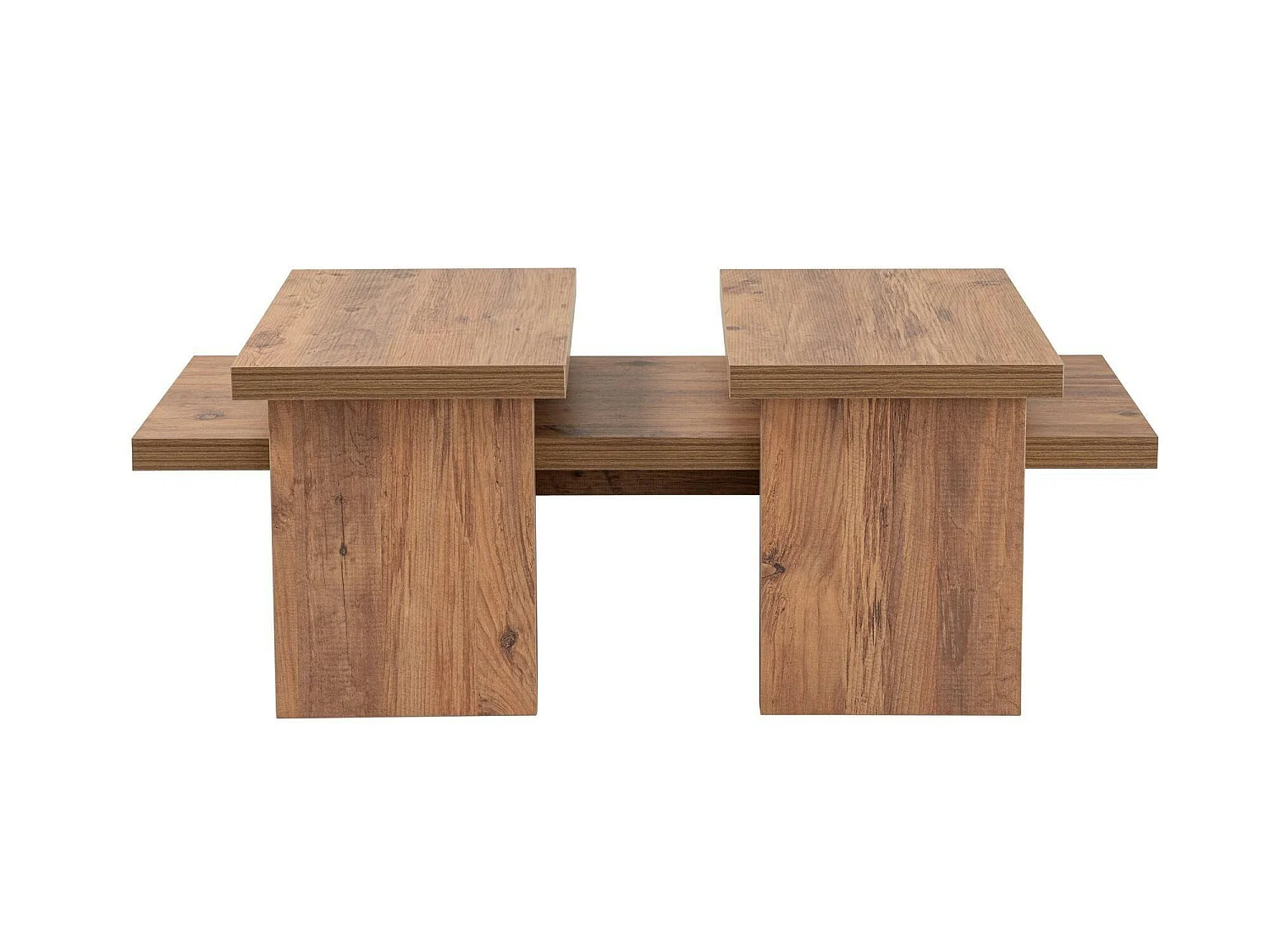 Mesa de Centro Amarantha, Retangular, 110x45x42h cm, Castanho Pinho, Tampo em Madeira Maciça, Prateleira Castanha