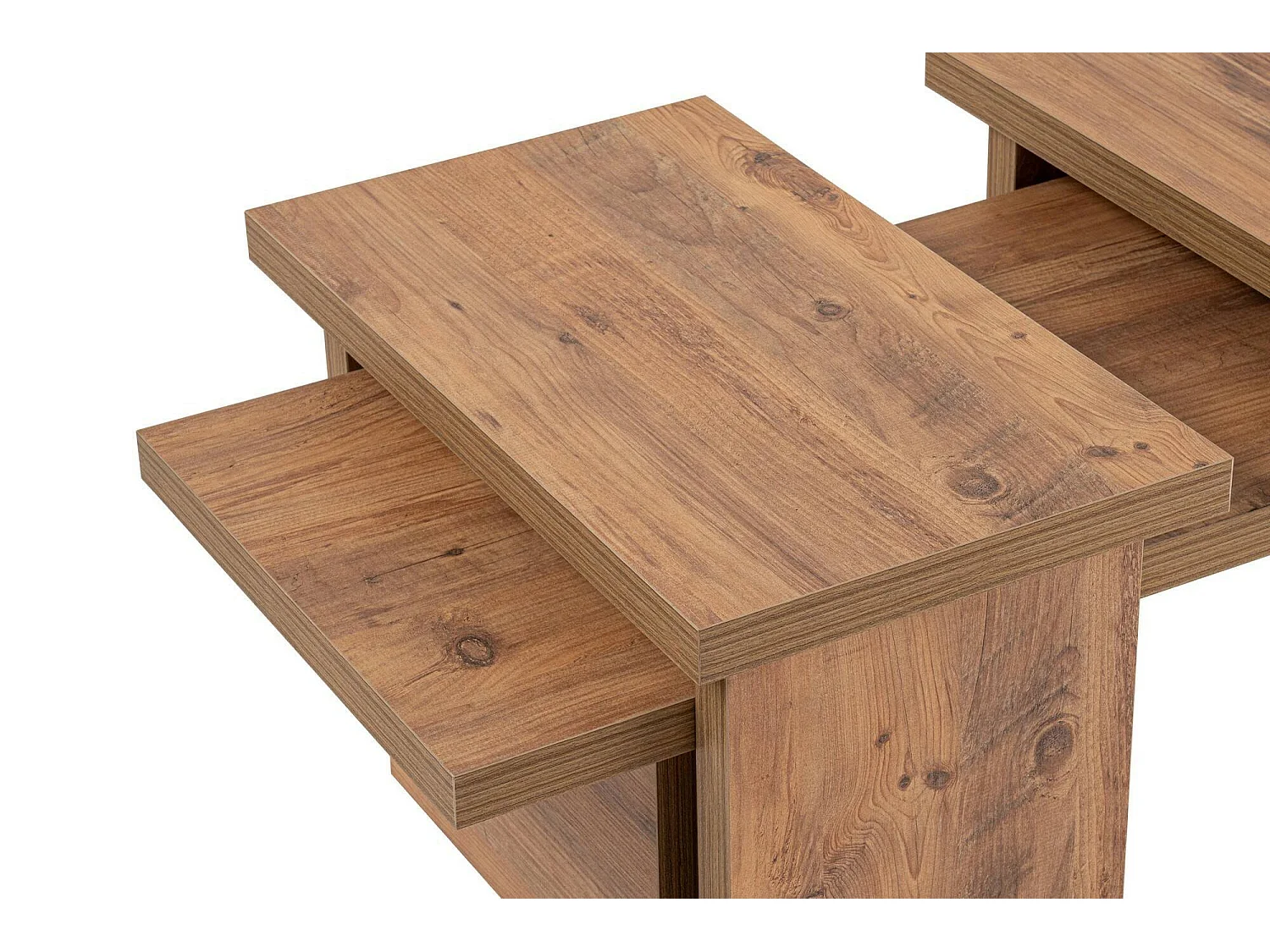 Mesa de Centro Amarantha, Retangular, 110x45x42h cm, Castanho Pinho, Tampo em Madeira Maciça, Prateleira Castanha
