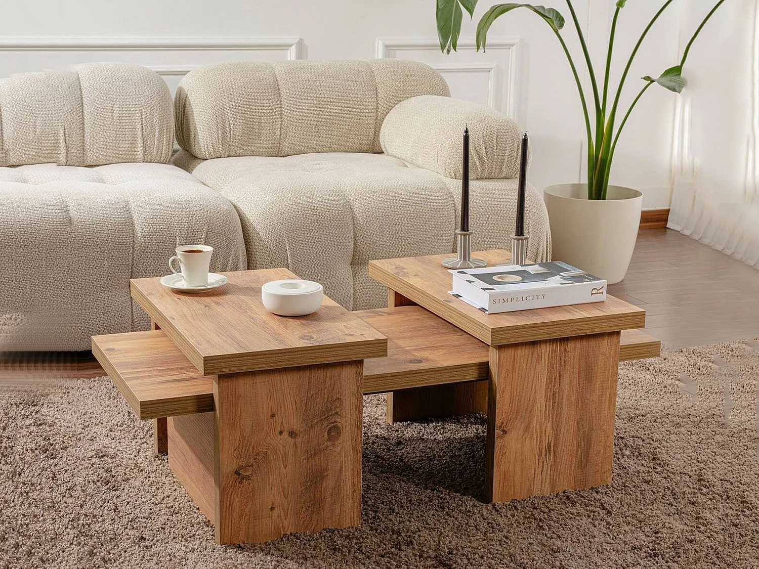Mesa de Centro Amarantha, Retangular, 110x45x42h cm, Castanho Pinho, Tampo em Madeira Maciça, Prateleira Castanha