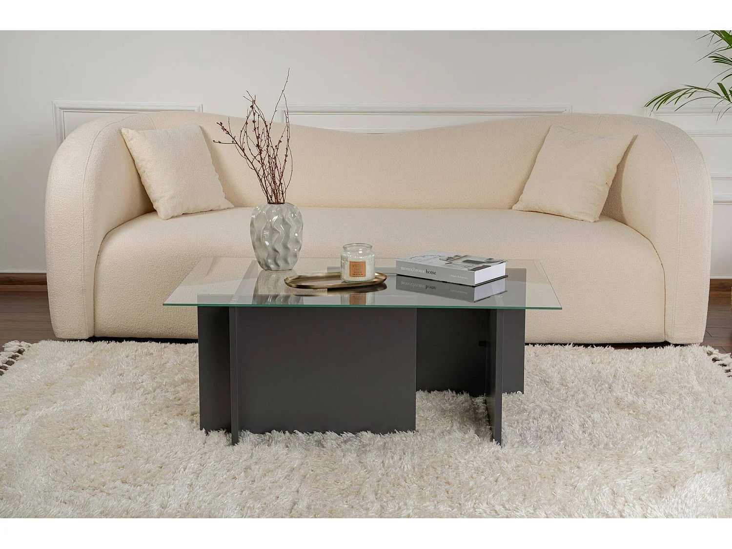Salontafel Azriel, Max. draaggewicht 10 kg, 105x65x40h cm antracietzwart, rechthoekig, kleurverloop, antraciet frame
