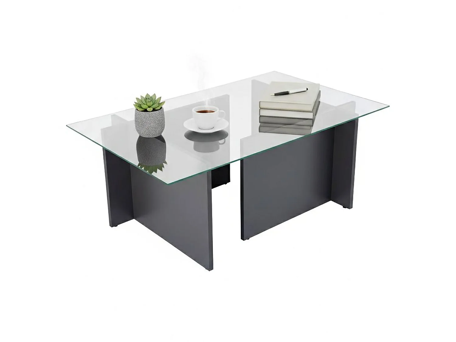 Salontafel Azriel, Max. draaggewicht 10 kg, 105x65x40h cm antracietzwart, rechthoekig, kleurverloop, antraciet frame