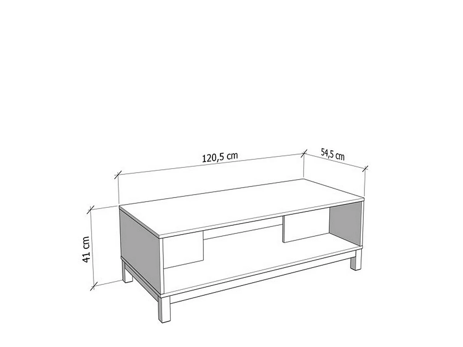 Tavolino da Salotto Leguzzano, con Piedini, 121x55x41h cm Beige, un Vano, Forma Rettangolare