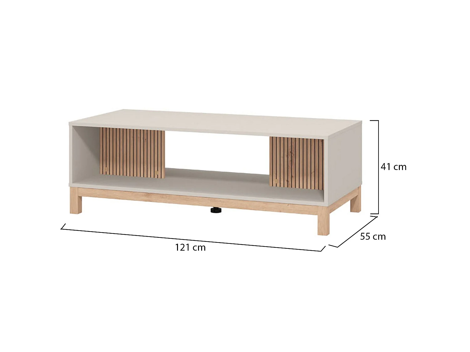 Tavolino da Salotto Leguzzano, con Piedini, 121x55x41h cm Beige, un Vano, Forma Rettangolare