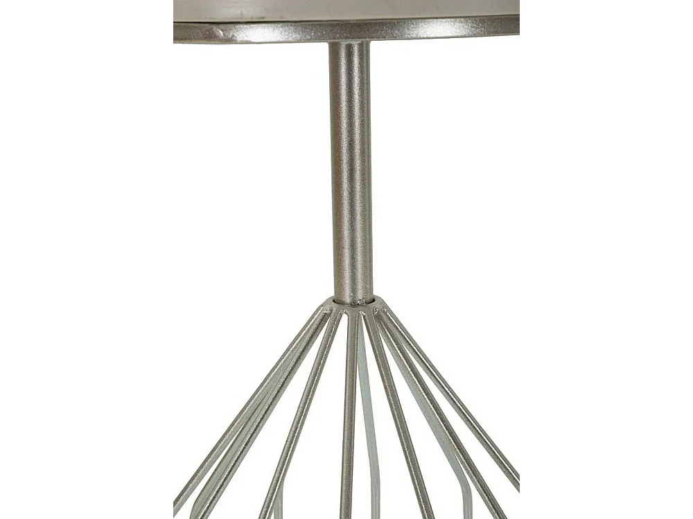 Salontafel Calepio, tijdschriftenhouder, 38x38x58h cm zilver, ronde vorm, blad van marmer