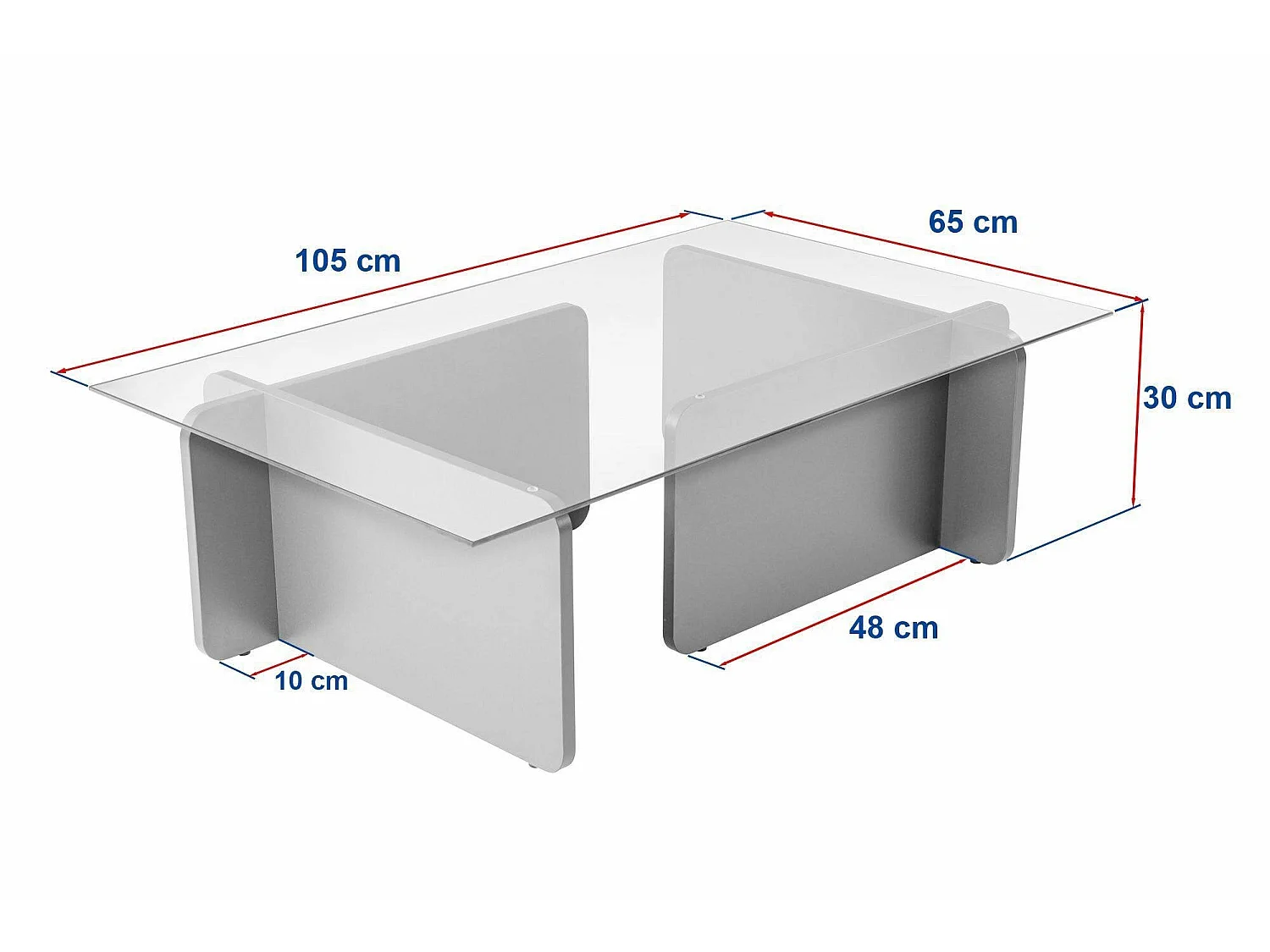 Salontafel Rhysand, tijdschriftenrek, 105x65x30h cm beige marmer, rechthoekige vorm, transparant blad