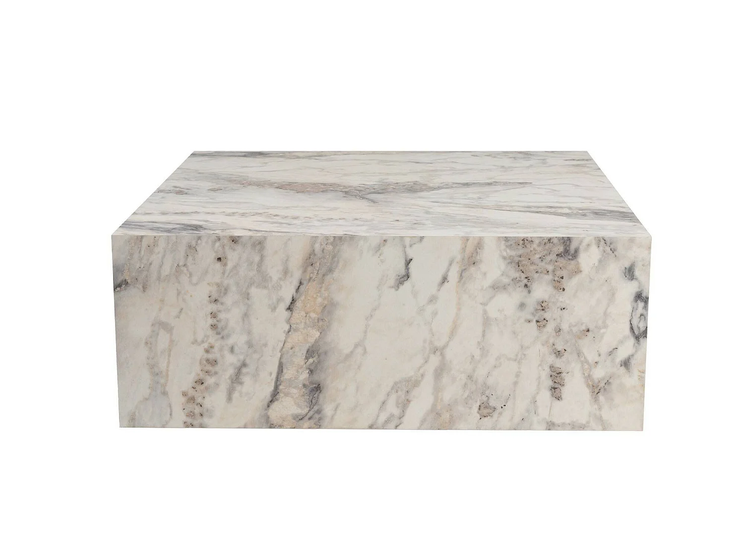 Mesa de centro Jesinia, peso máximo 20 kg, 90x90x35h cm blanco mármol, forma cuadrada, color del tablero blanco