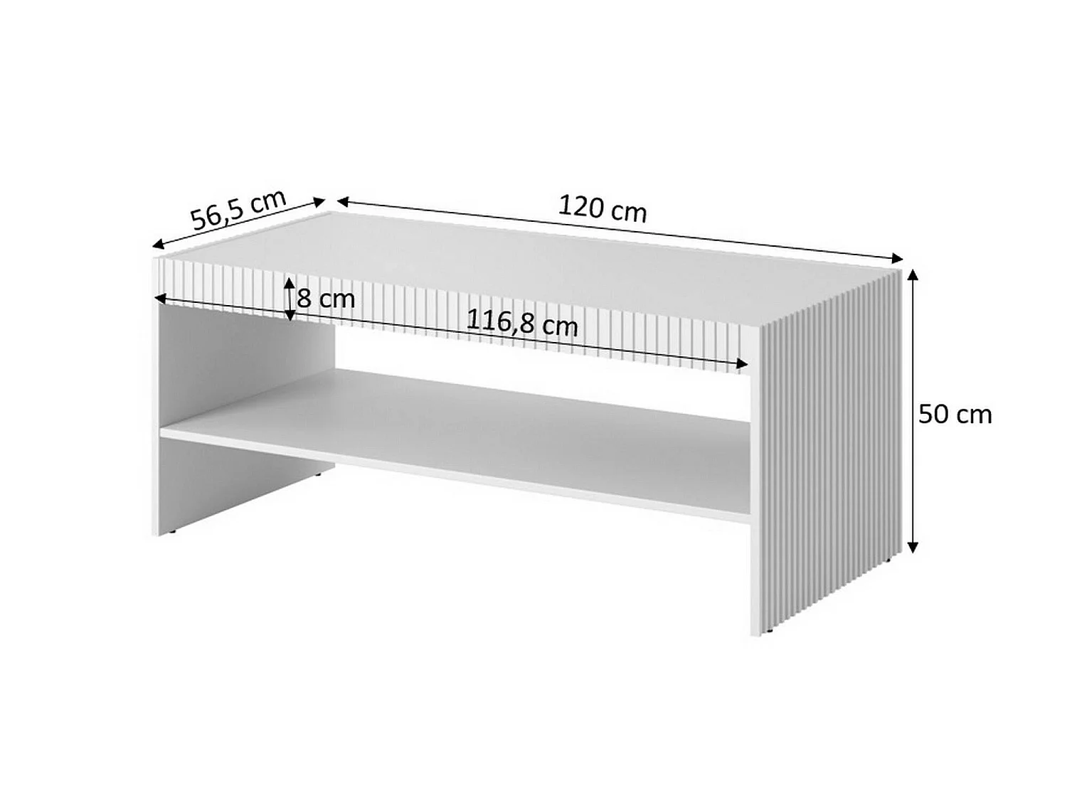Salontafel Lissabon, 1 vak, 120x57x50h cm zwart, rechthoekige vorm, blad van gemelamineerd hout