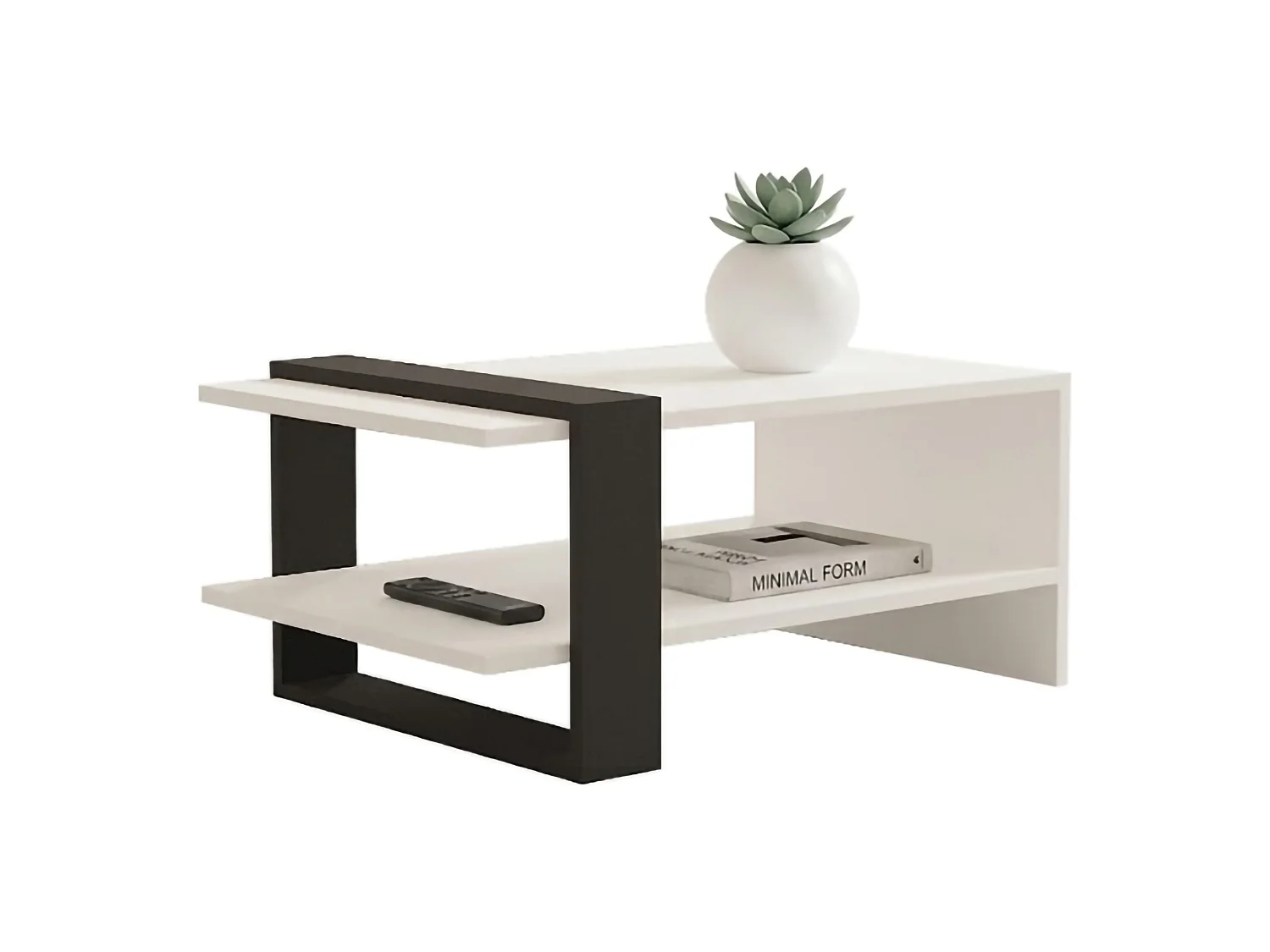 Cigliano Couchtisch, ein Fach, 80x55x35h cm Weiß, Rechteckig, Gestellfarbe Schwarz