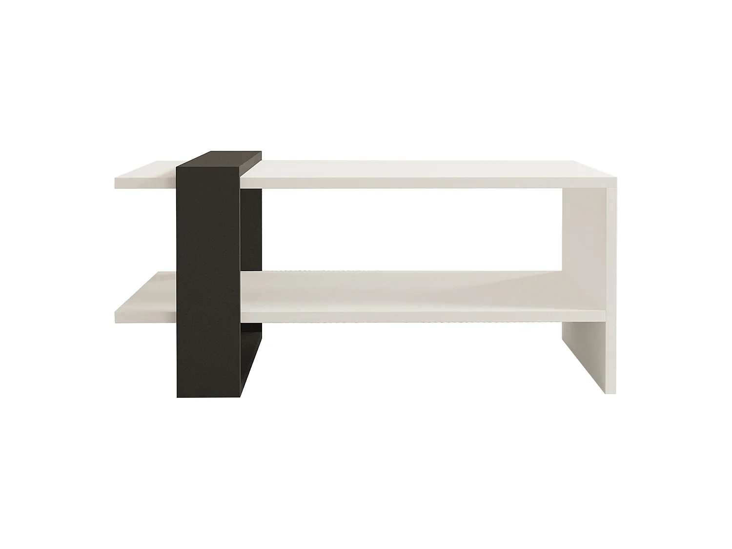 Cigliano Couchtisch, ein Fach, 80x55x35h cm Weiß, Rechteckig, Gestellfarbe Schwarz